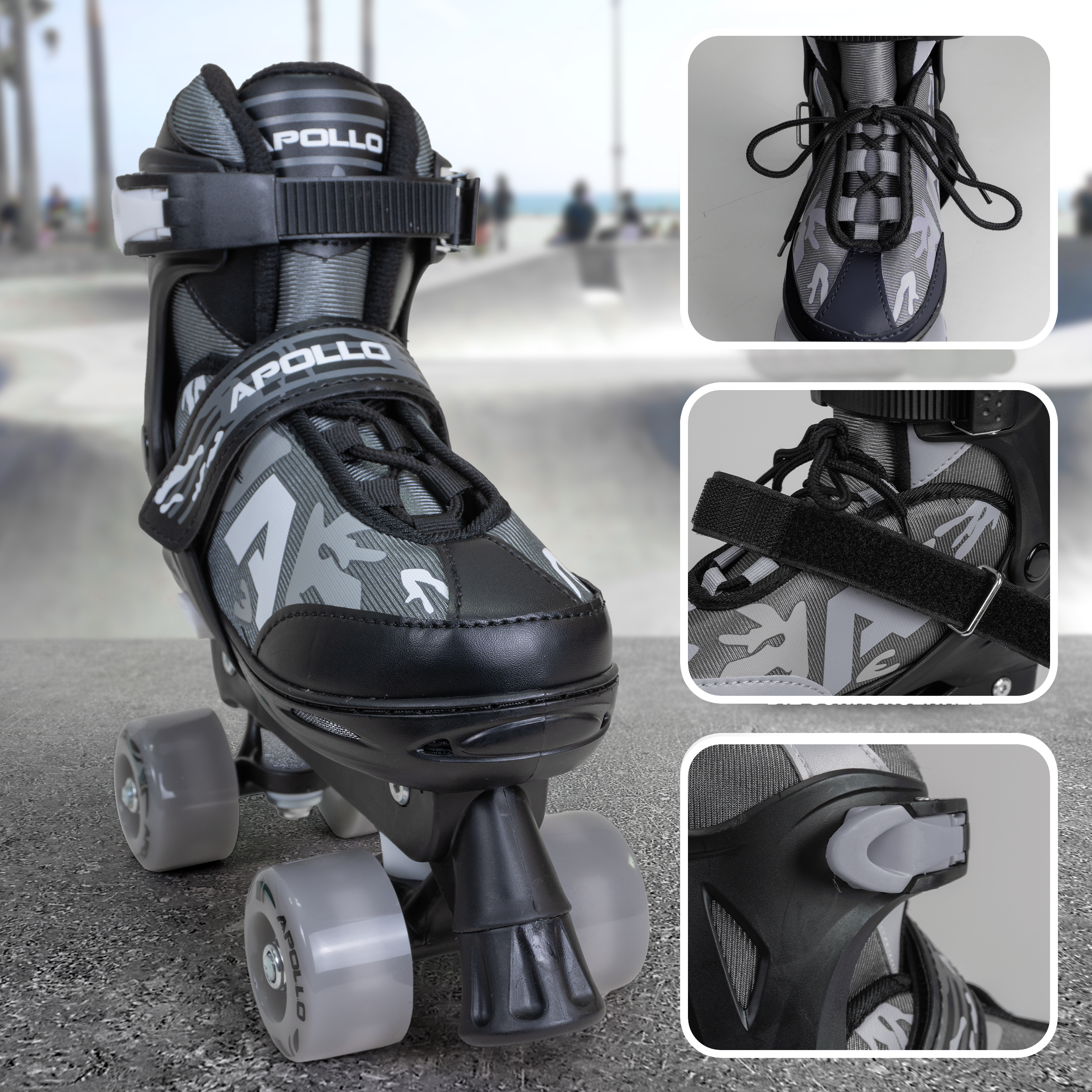 Apollo Funsport Nederland Apollo Champion Verstelbare Quad Skate - verstelbare rolschaatsen voor kinderen Zwart