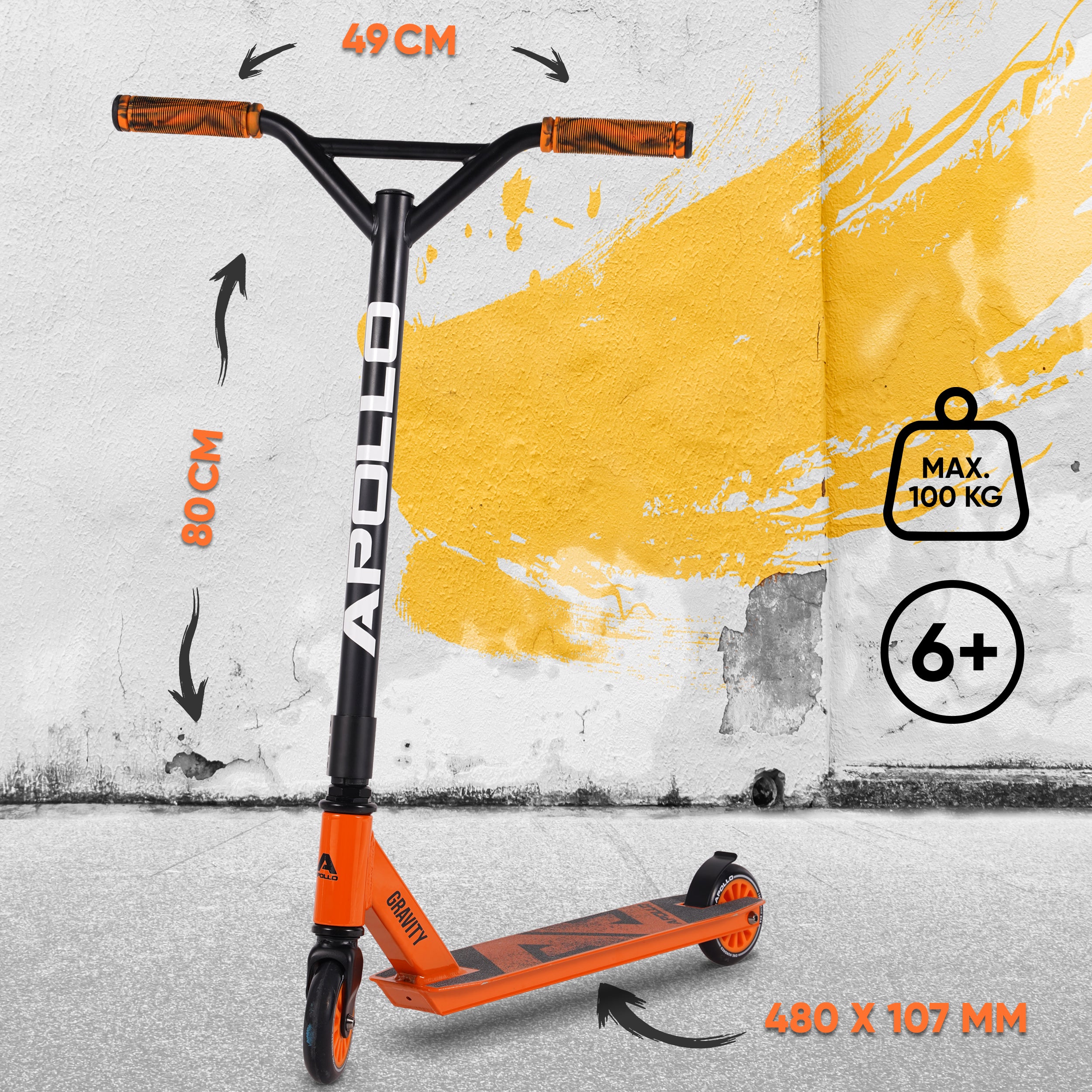 Apollo Funsport NL Stunt Scooter Gravity - Leuke step voor kinderen en tieners Oranje