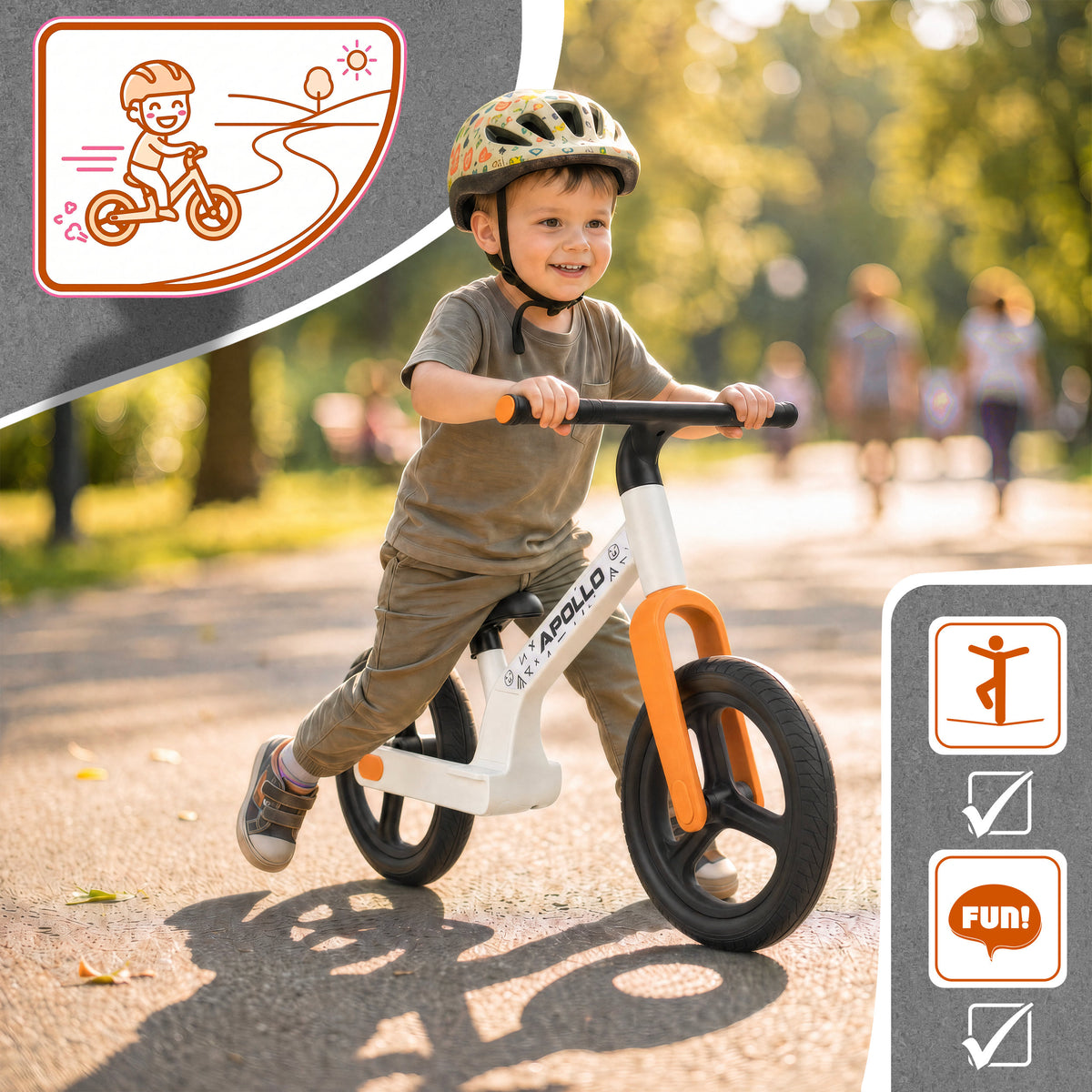 Apollo Funsport Nederland Trailbuddy LED loopfiets voor kinderen vanaf 2 jaar – 12 inch loopfiets met verlichting Wit