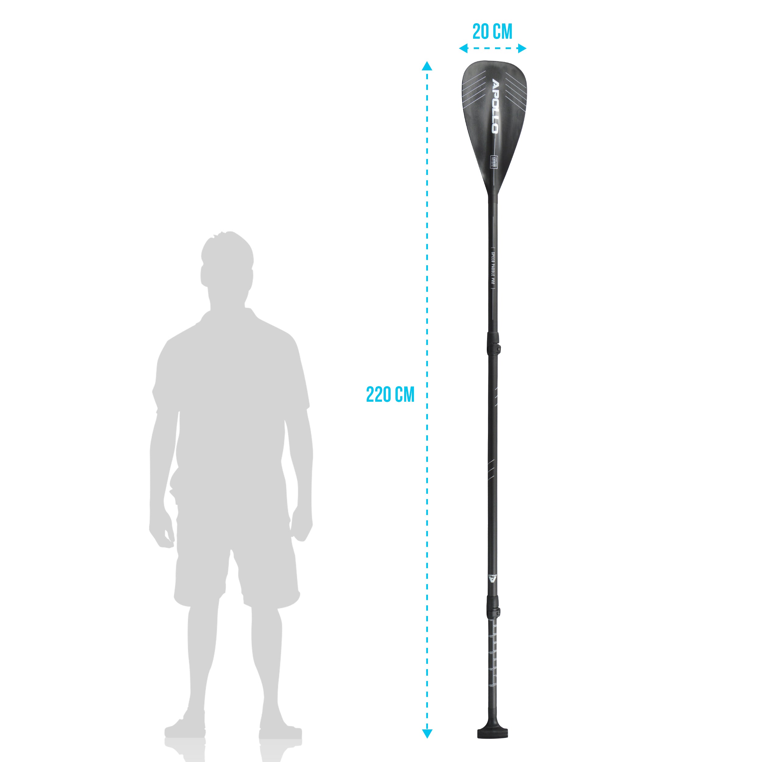 Apollo Apollo SUP Peddel – 3-delige peddel voor Stand-Up Paddle Full Carbon Paddel