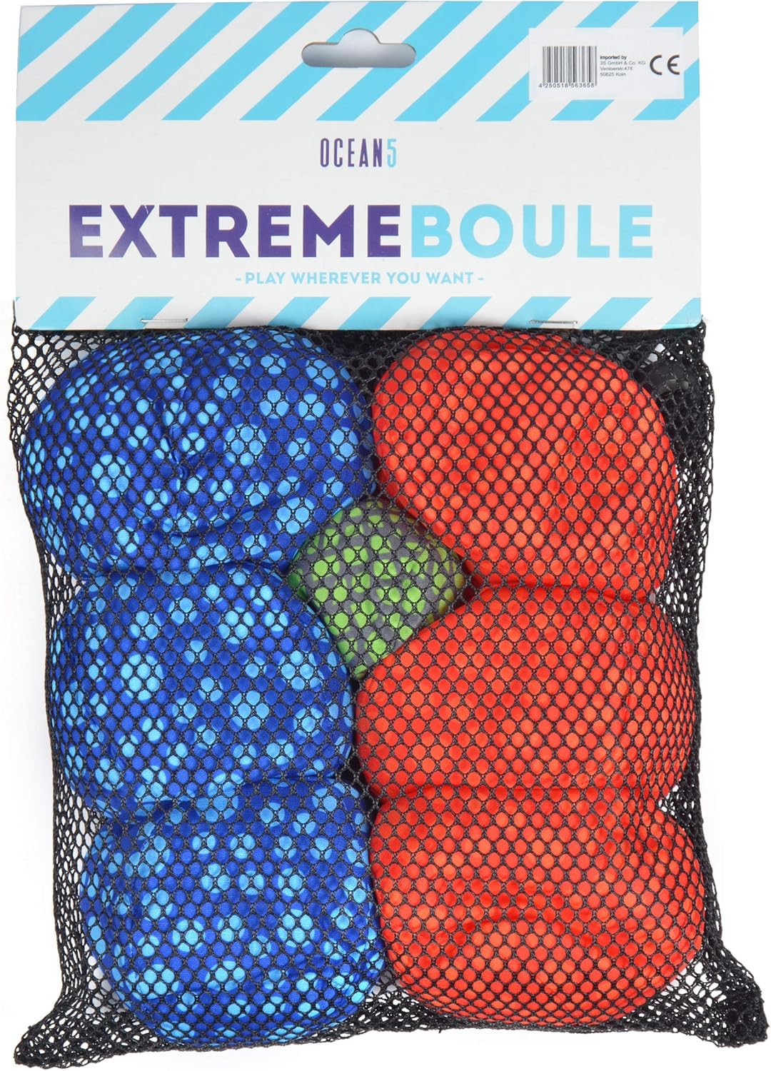 Apollo Funsport Nederland Ocean 5 Extreme Boule – Set van zachte boules Dots - Kleur: rood blauw