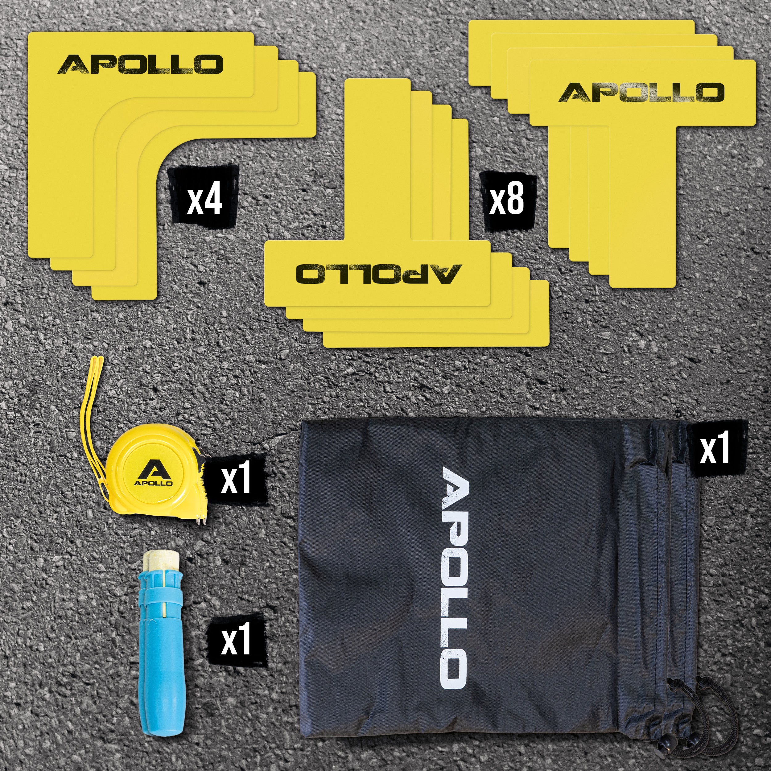 Apollo Funsport Nederland Apollo Pickleball Court Marker Set – All-in-one vloer markering set voor precisie en veelzijdigheid