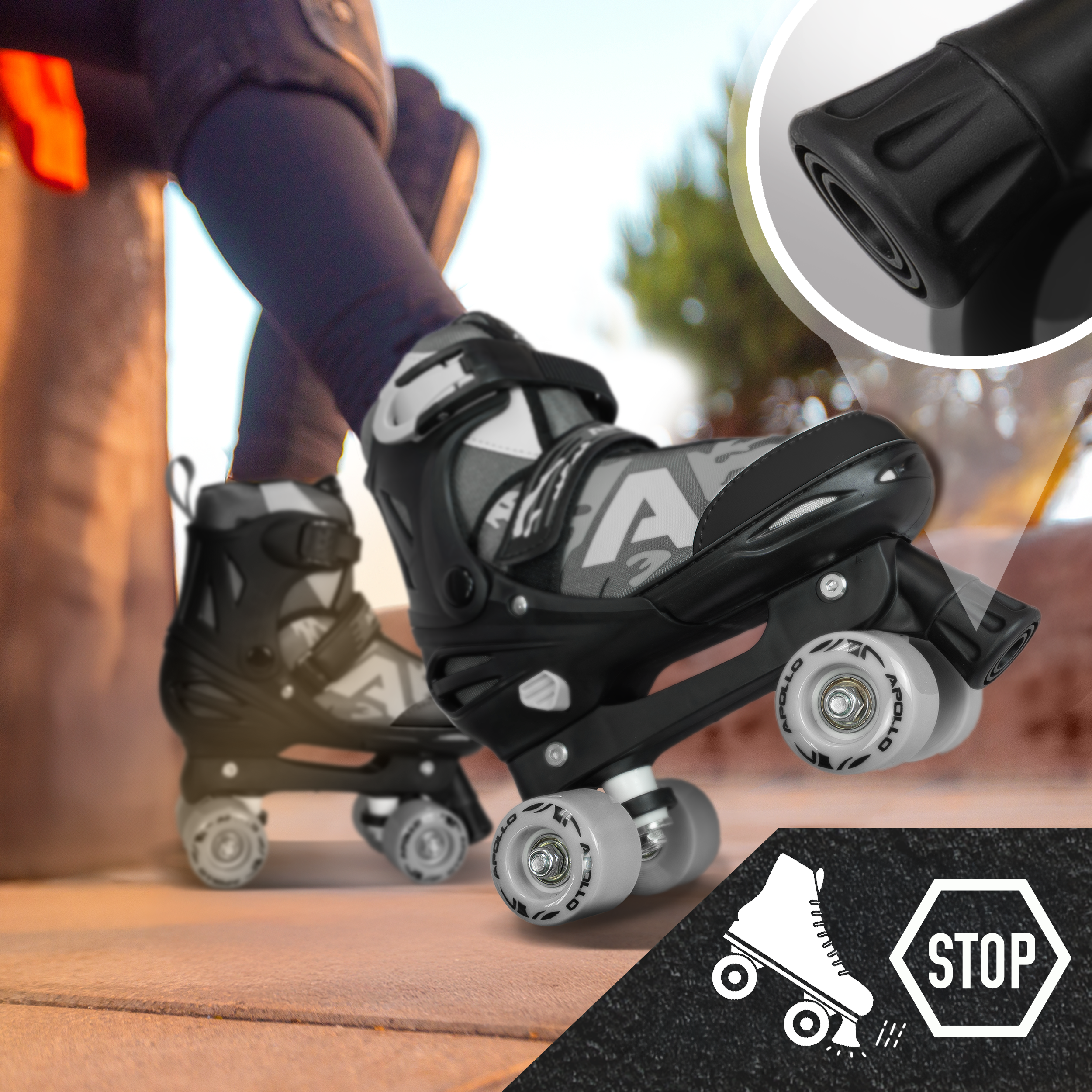 Apollo Funsport Nederland Apollo Champion Verstelbare Quad Skate - verstelbare rolschaatsen voor kinderen Zwart