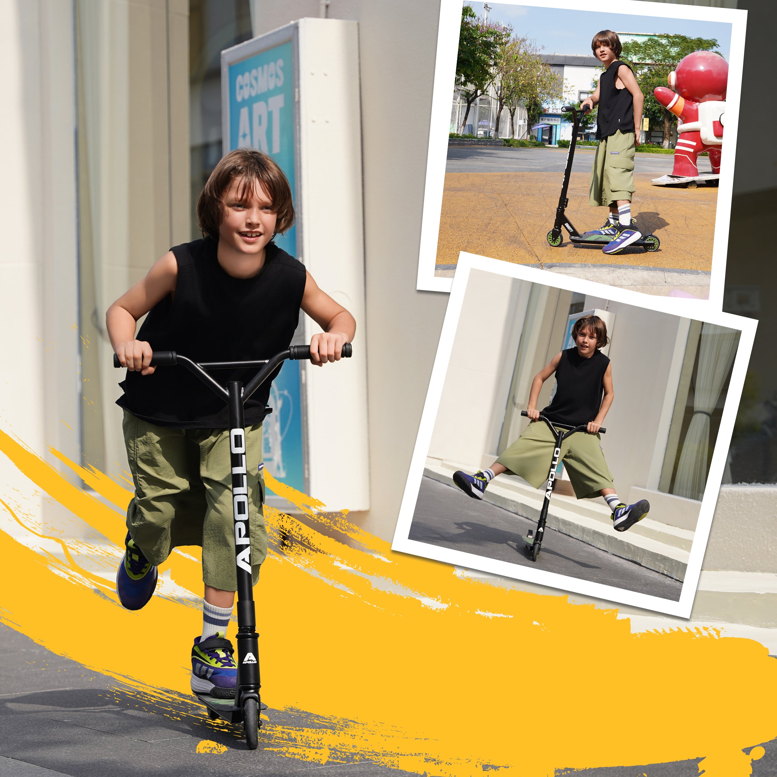 Apollo Funsport NL Stunt Scooter Gravity - Leuke step voor kinderen en tieners Zwart Groen