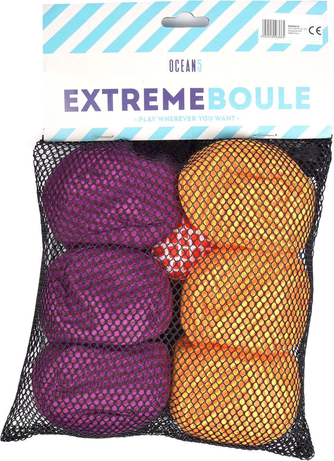 Apollo Funsport Nederland Ocean 5 Extreme Boule – Set van zachte boules Lines - Kleur: paars geel