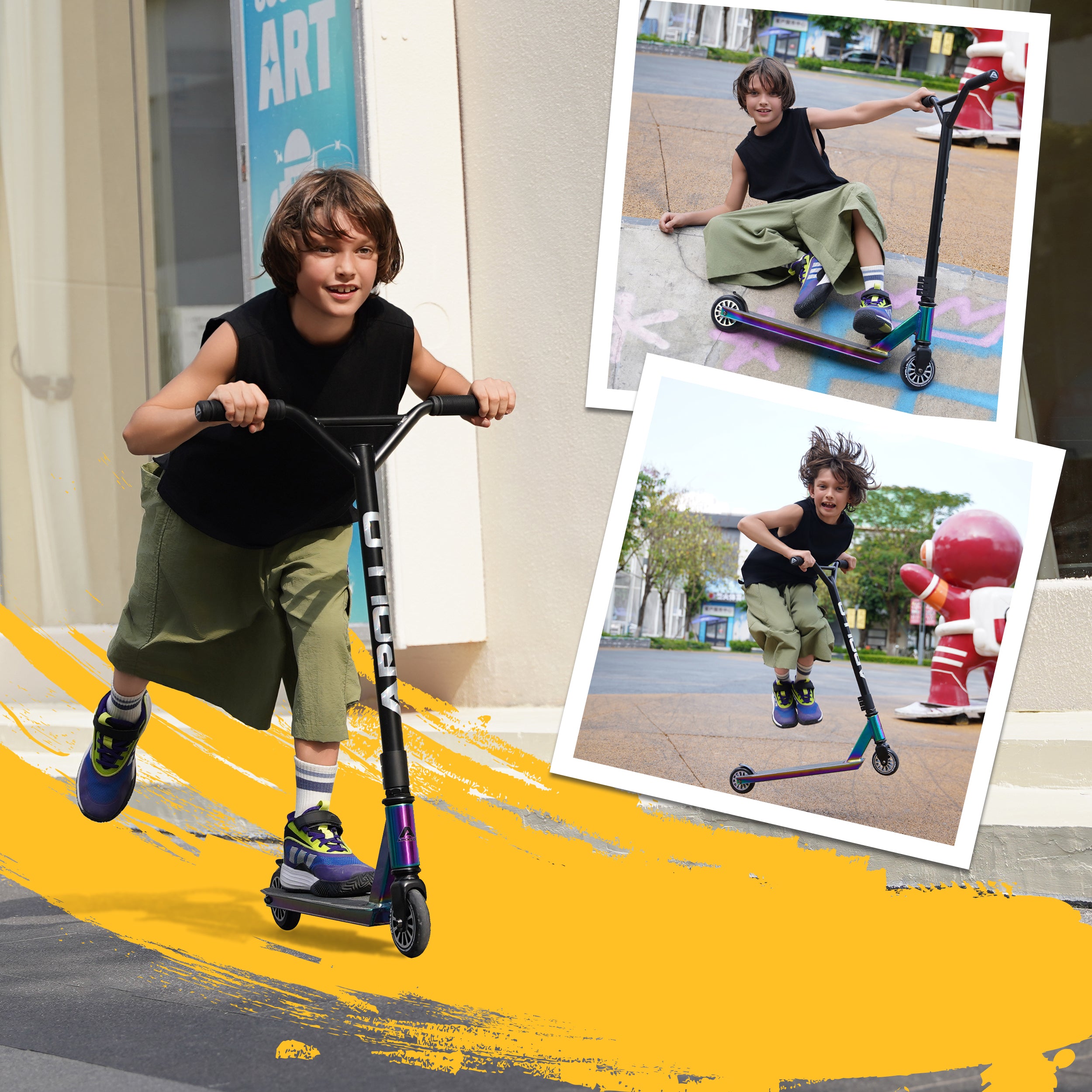 Apollo Funsport NL Stunt Scooter Gravity - Leuke step voor kinderen en tieners Regenboog
