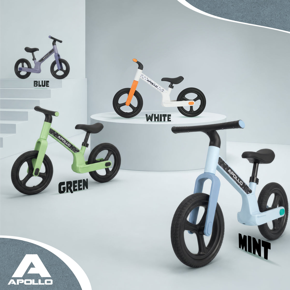 Apollo Funsport Nederland Trailbuddy LED loopfiets voor kinderen vanaf 2 jaar – 12 inch loopfiets met verlichting Blauw