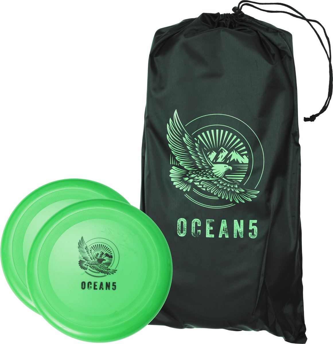 Ocean 5 Disc Jam Set - leuk Werpspel, Tuin- en Strandspel voor maximaal 4 Personen Groen