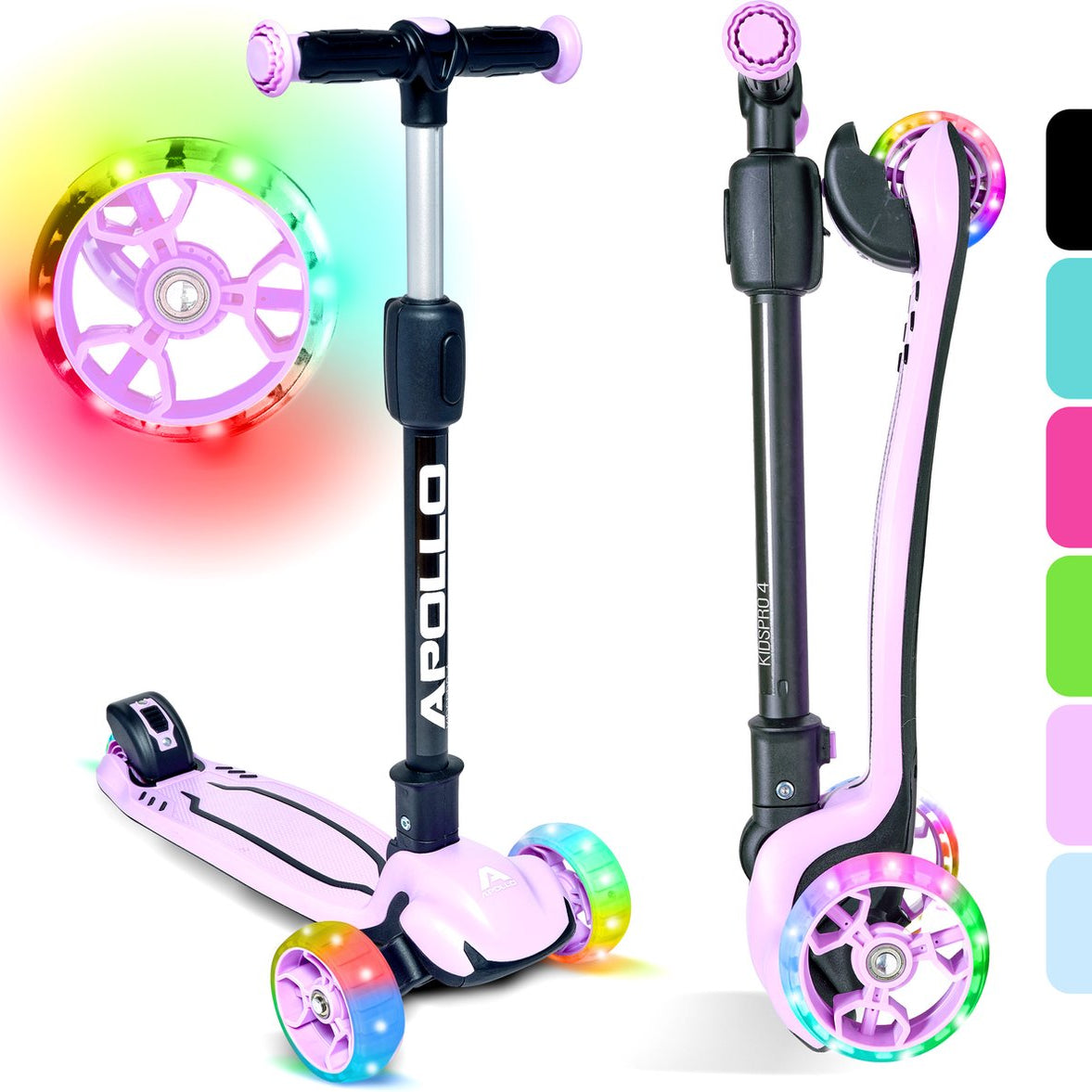 Apollo 'KidsPro 4' Opvouwbare Kinderstep met LED-Wielen Paars