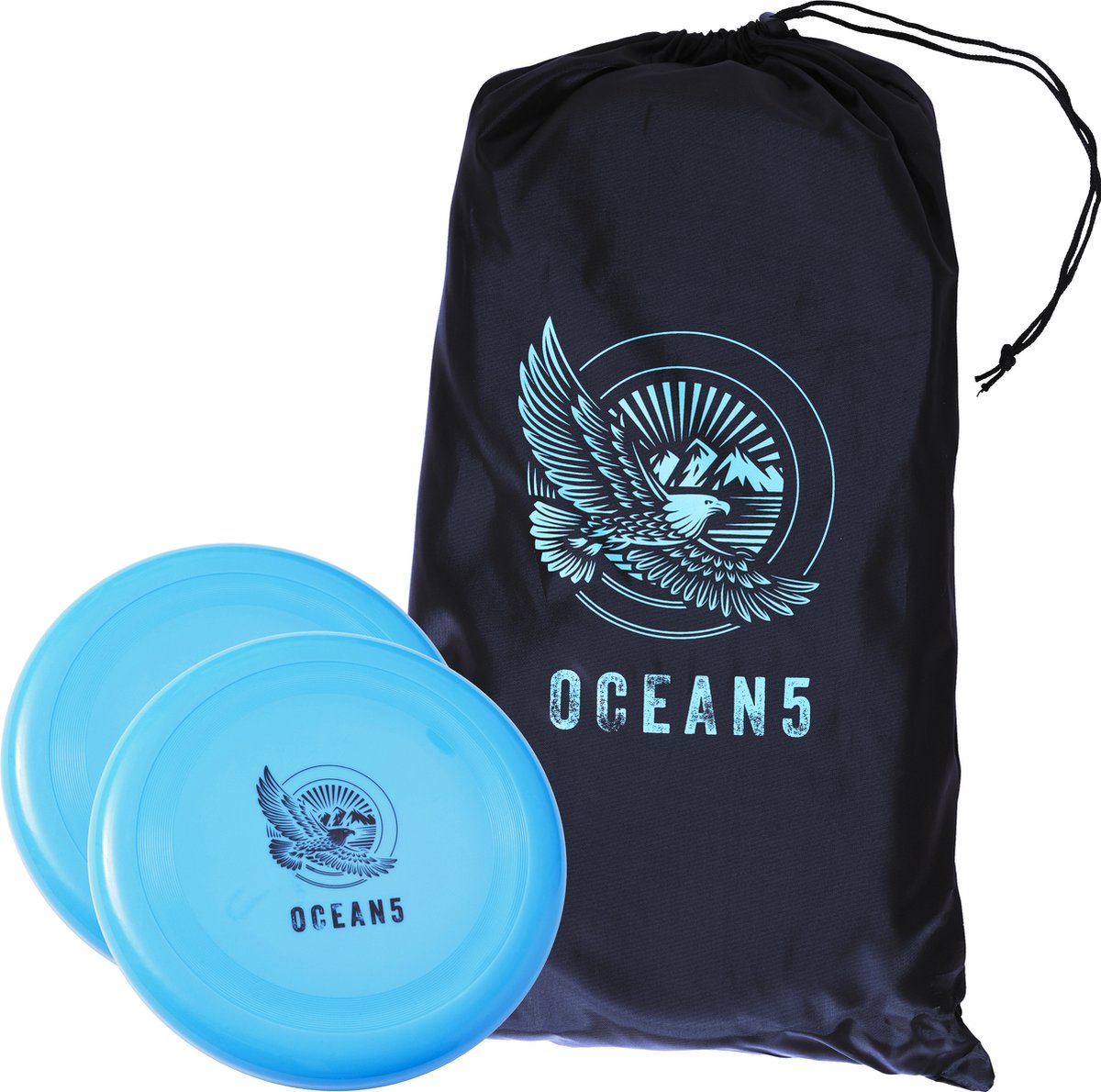 Ocean 5 Disc Jam Set - leuk Werpspel, Tuin- en Strandspel voor maximaal 4 Personen Blauw
