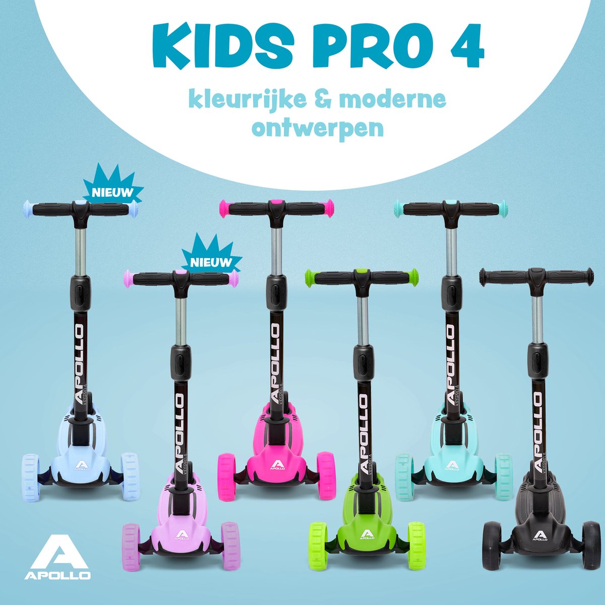 Apollo 'KidsPro 4' Opvouwbare Kinderstep met LED-Wielen Paars