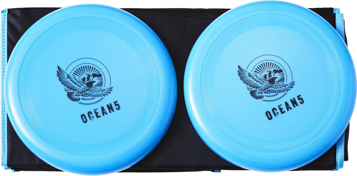 Ocean 5 Disc Jam Set - leuk Werpspel, Tuin- en Strandspel voor maximaal 4 Personen Blauw