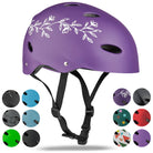 Apollo Skate Helm Fietshelm - Verstelbare Skateboard, Scooter, BMX Helm Purple Flower