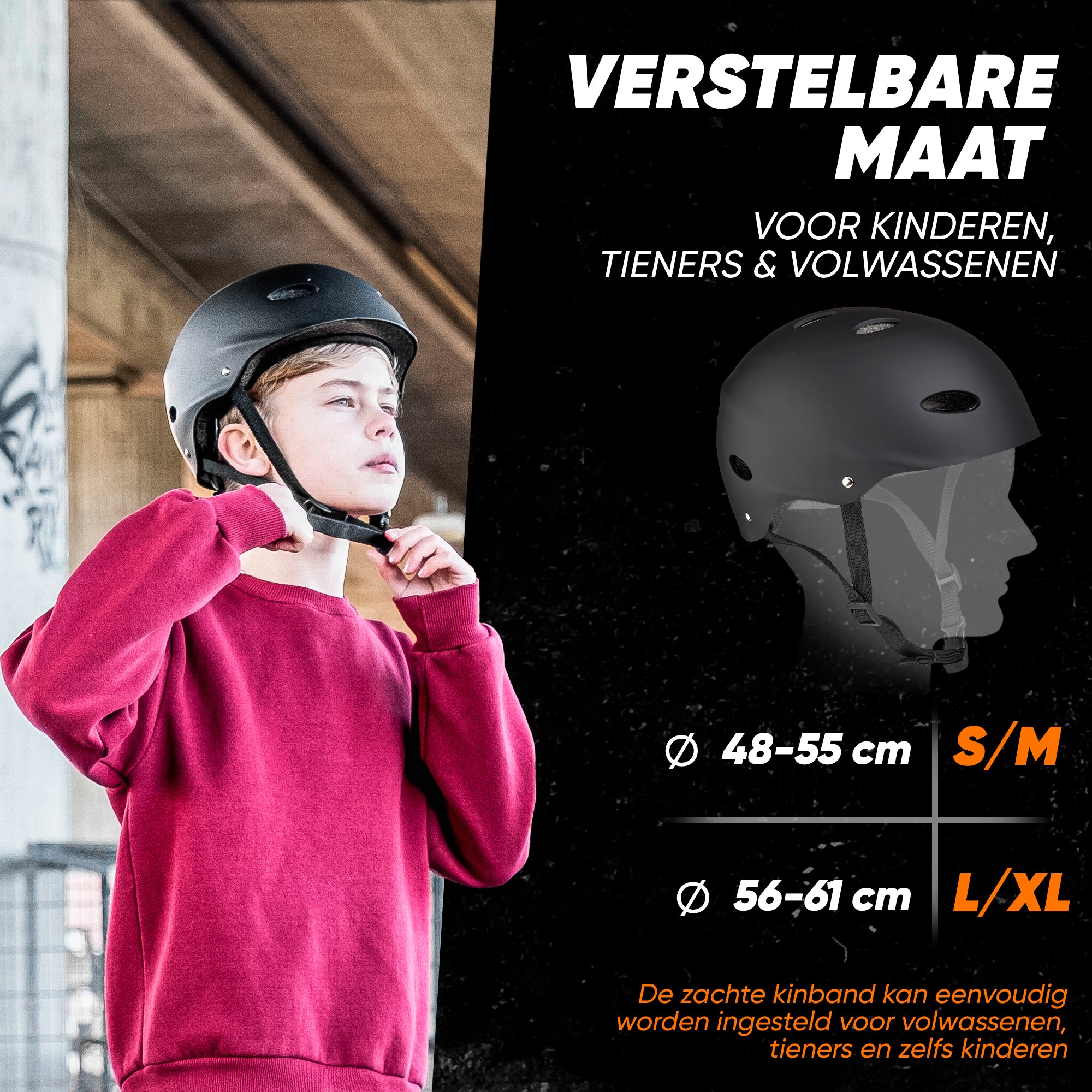 Apollo Skate Helm Fietshelm - Verstelbare Skateboard, Scooter, BMX Helm Zwart