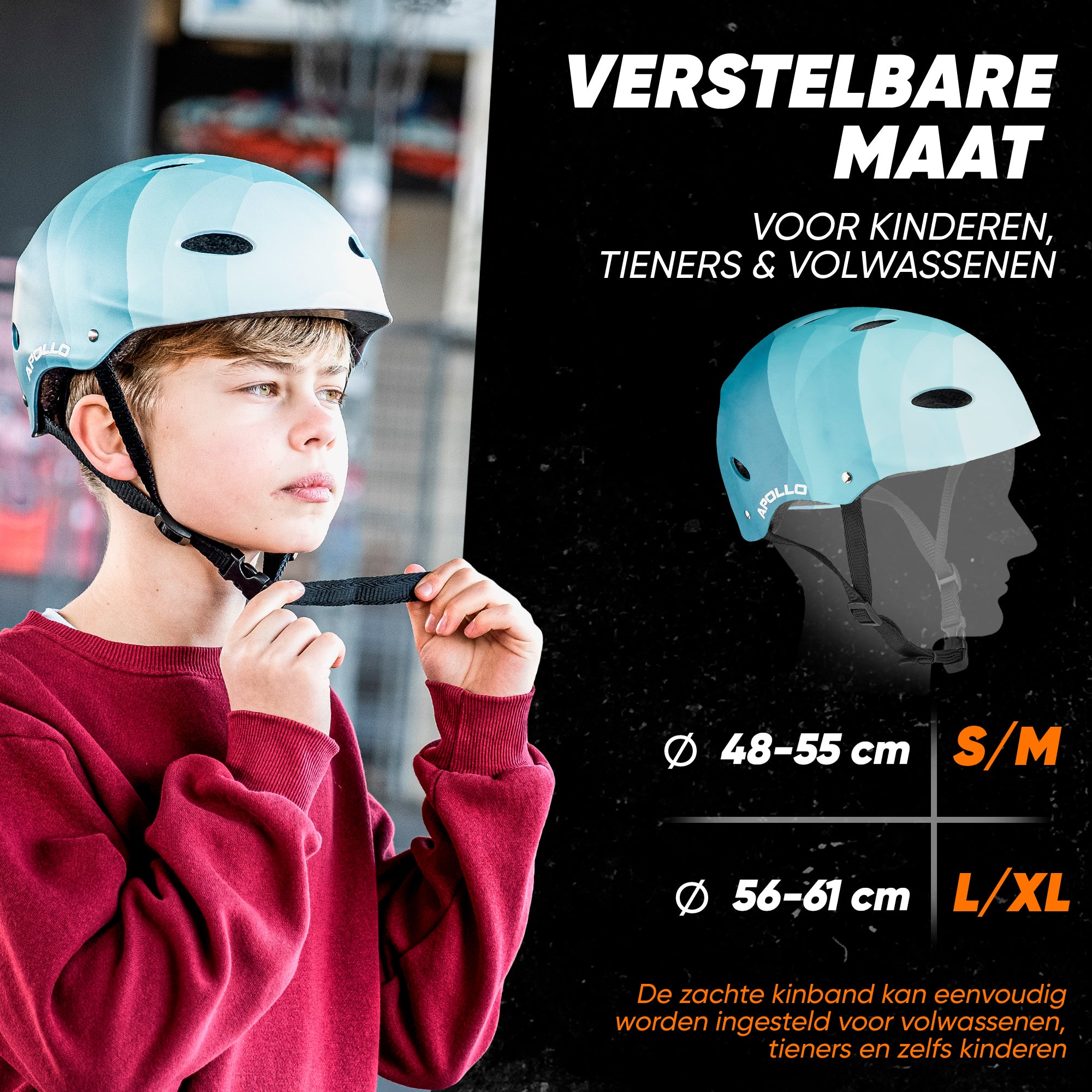 Apollo Skate Helm Fietshelm - Verstelbare Skateboard, Scooter, BMX Helm Blue Wave