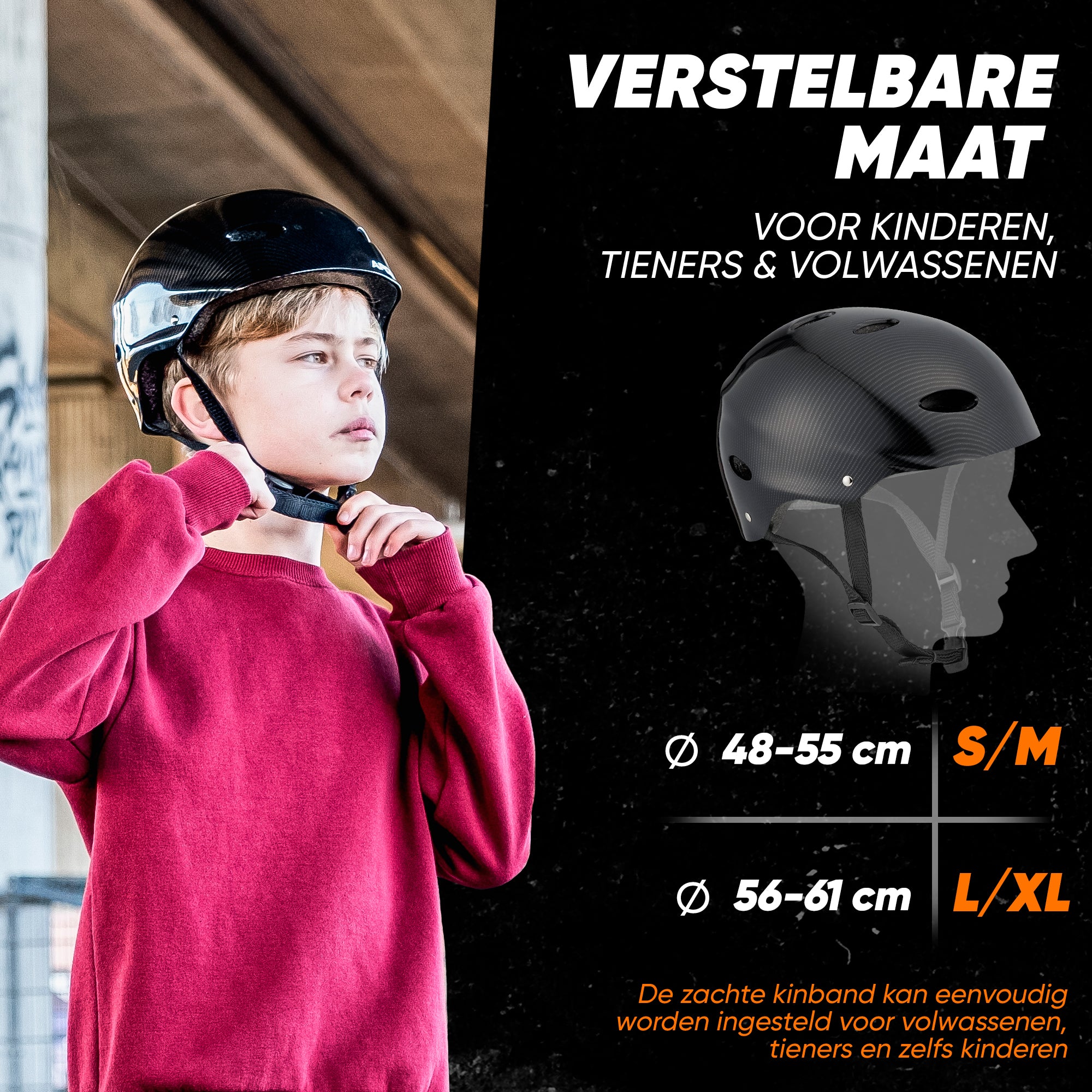 Apollo Skate Helm Fietshelm - Verstelbare Skateboard, Scooter, BMX Helm Dark Carbon