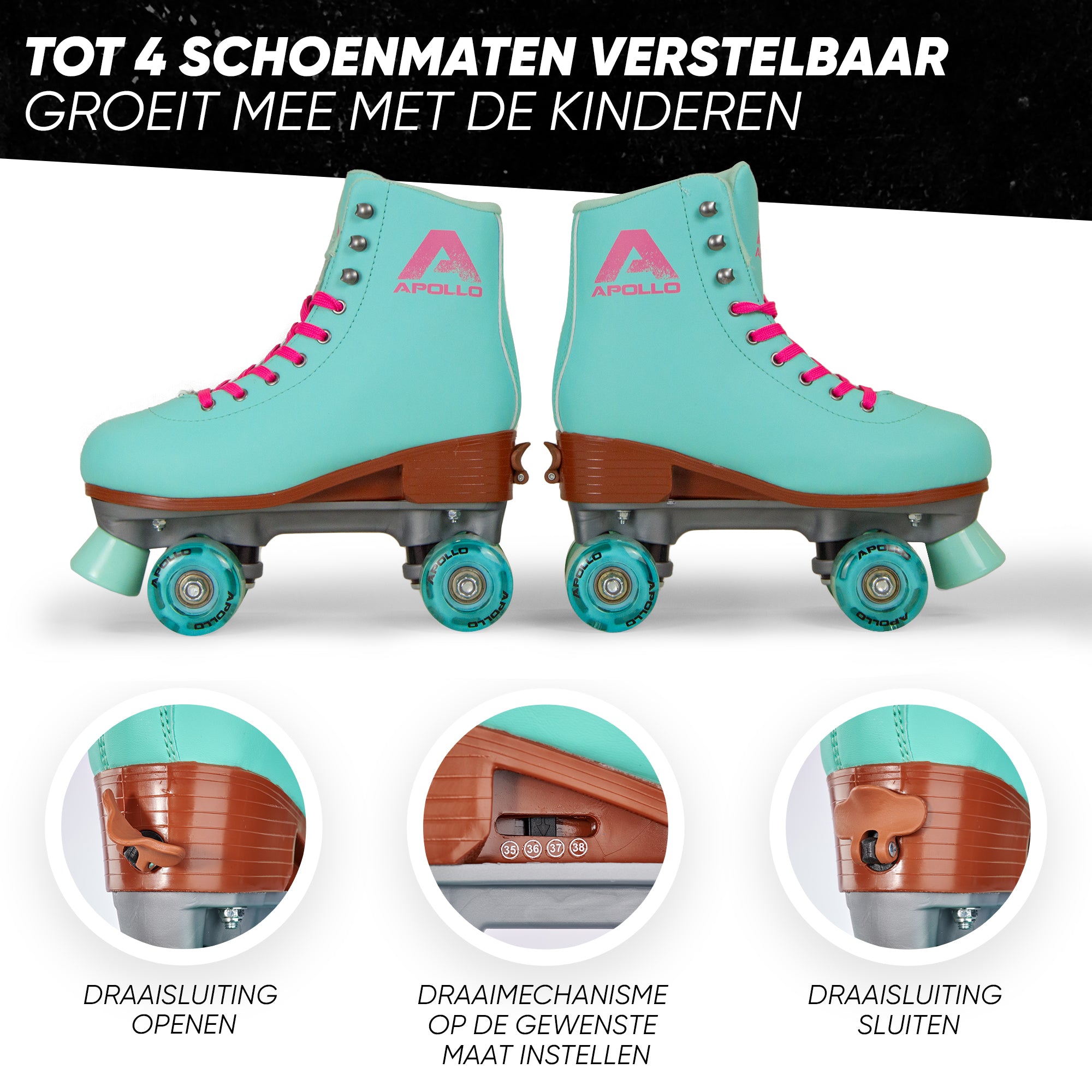 Apollo Disco Klassieke rolschaatsen voor kinderen en volwassenen - Lagoon LED L (39-42)