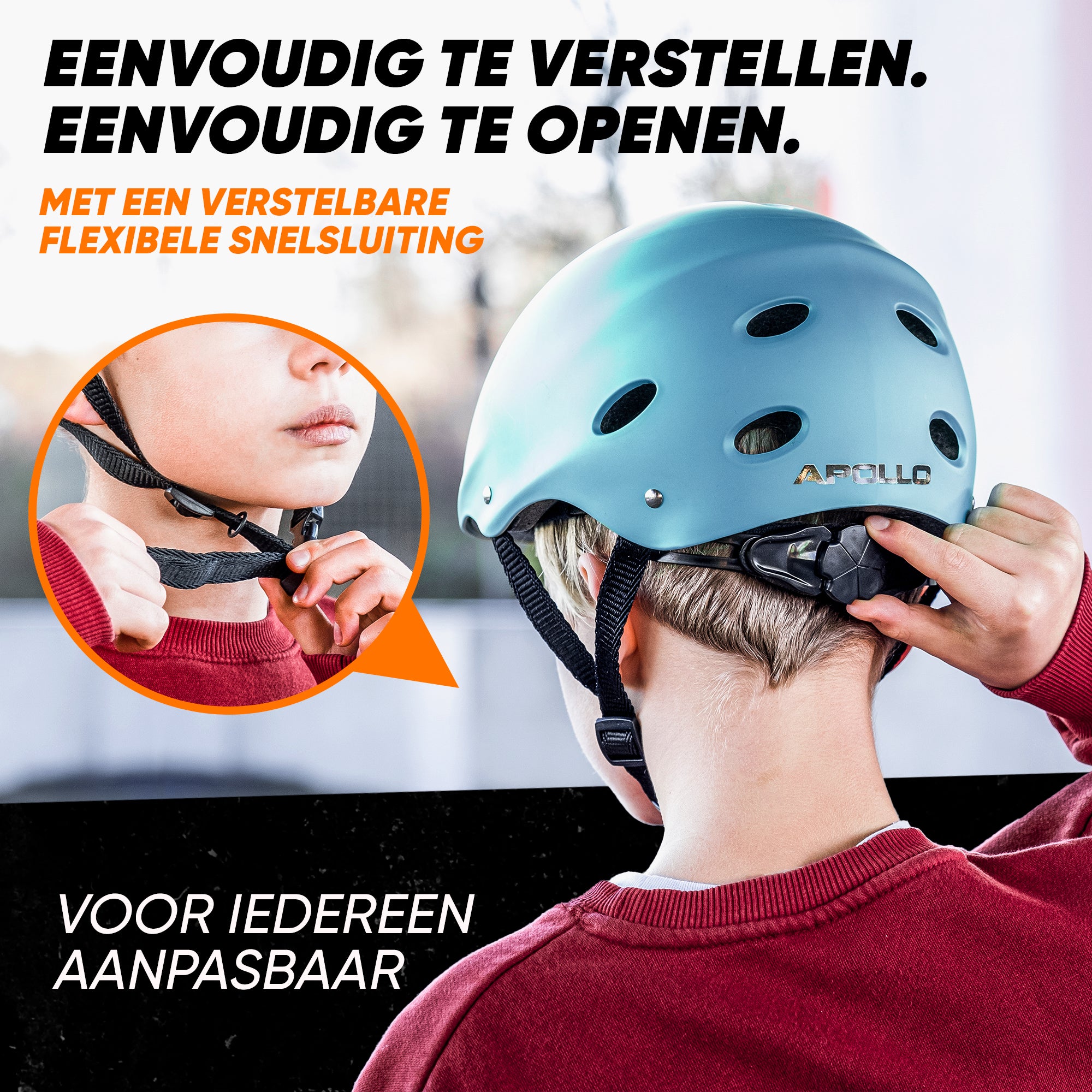 Apollo Skate Helm Fietshelm - Verstelbare Skateboard, Scooter, BMX Helm Lichtblauw