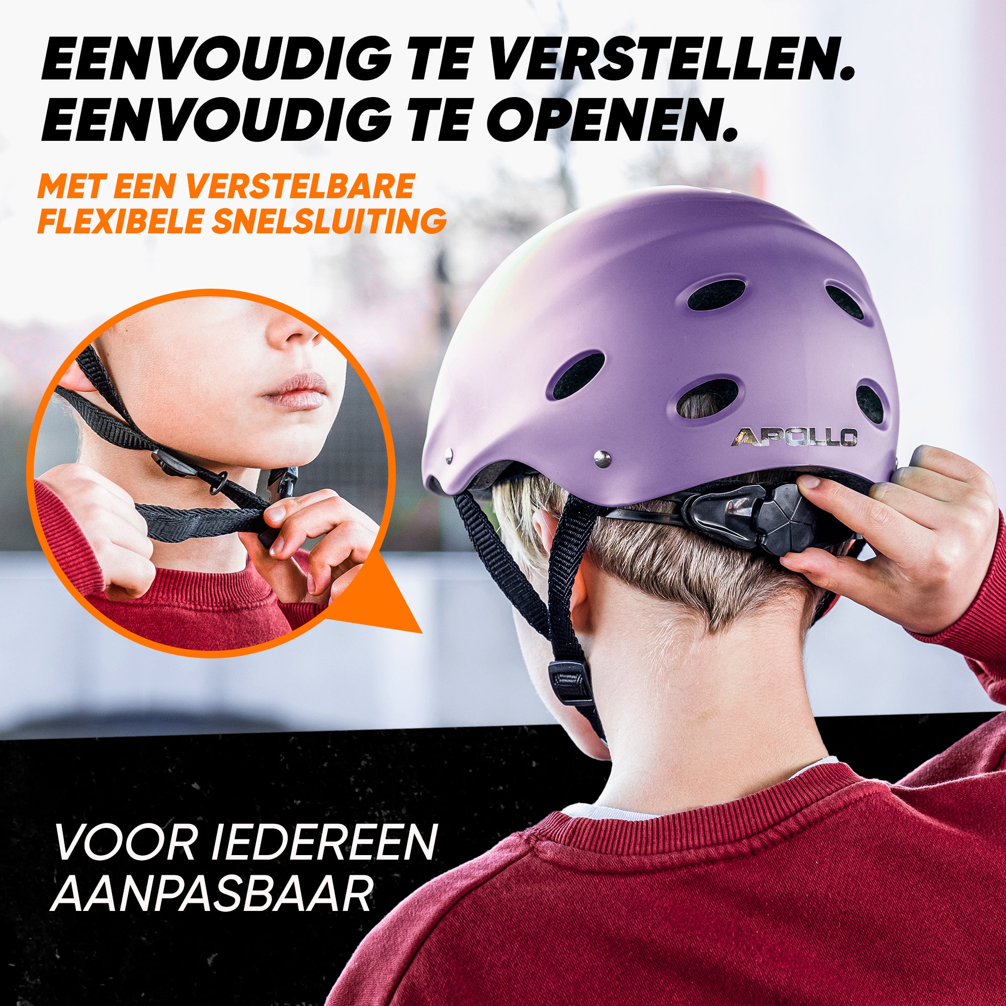 Apollo Skate Helm Fietshelm - Verstelbare Skateboard, Scooter, BMX Helm Paars