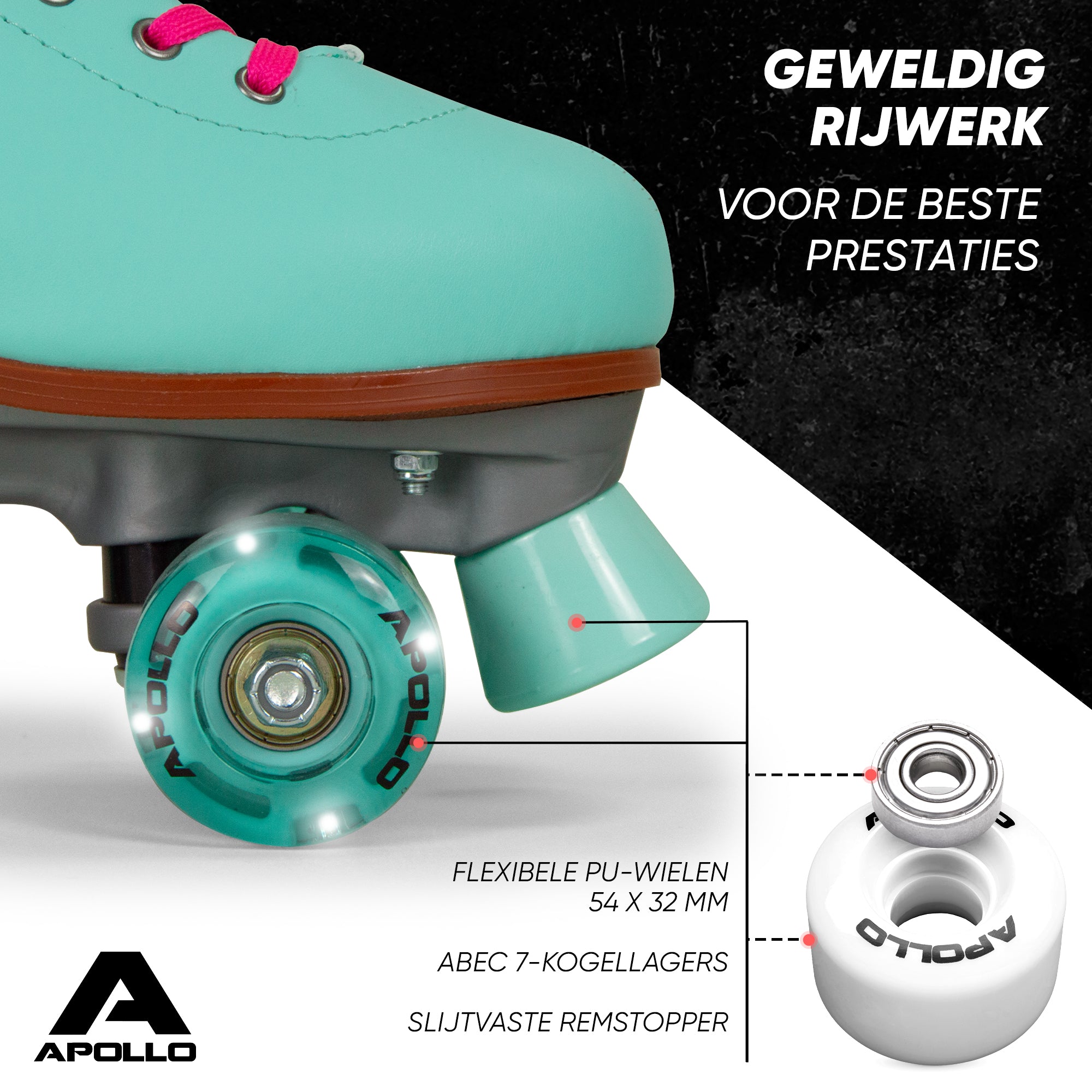 Apollo Disco Klassieke rolschaatsen voor kinderen en volwassenen - Lagoon LED L (39-42)