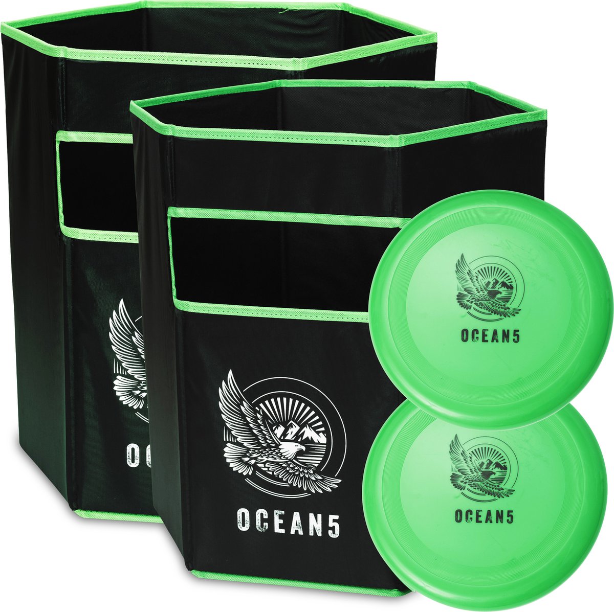Ocean 5 Disc Jam Set - leuk Werpspel, Tuin- en Strandspel voor maximaal 4 Personen Groen