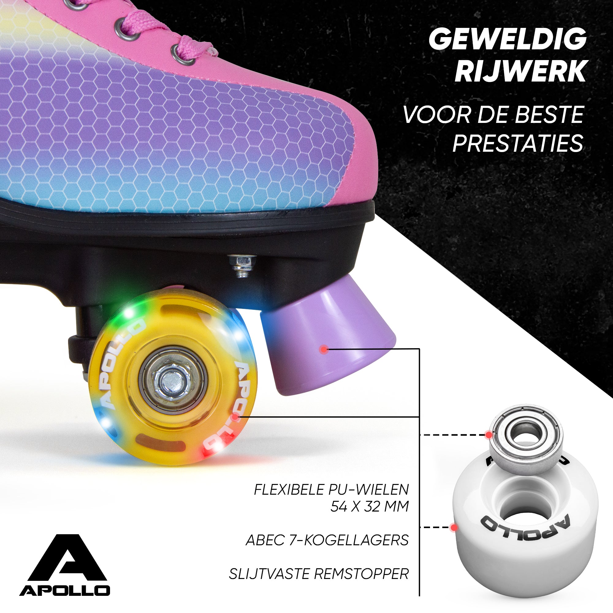 Apollo Disco Klassieke rolschaatsen voor kinderen en volwassenen - Dancing Queen LED L (39-42)