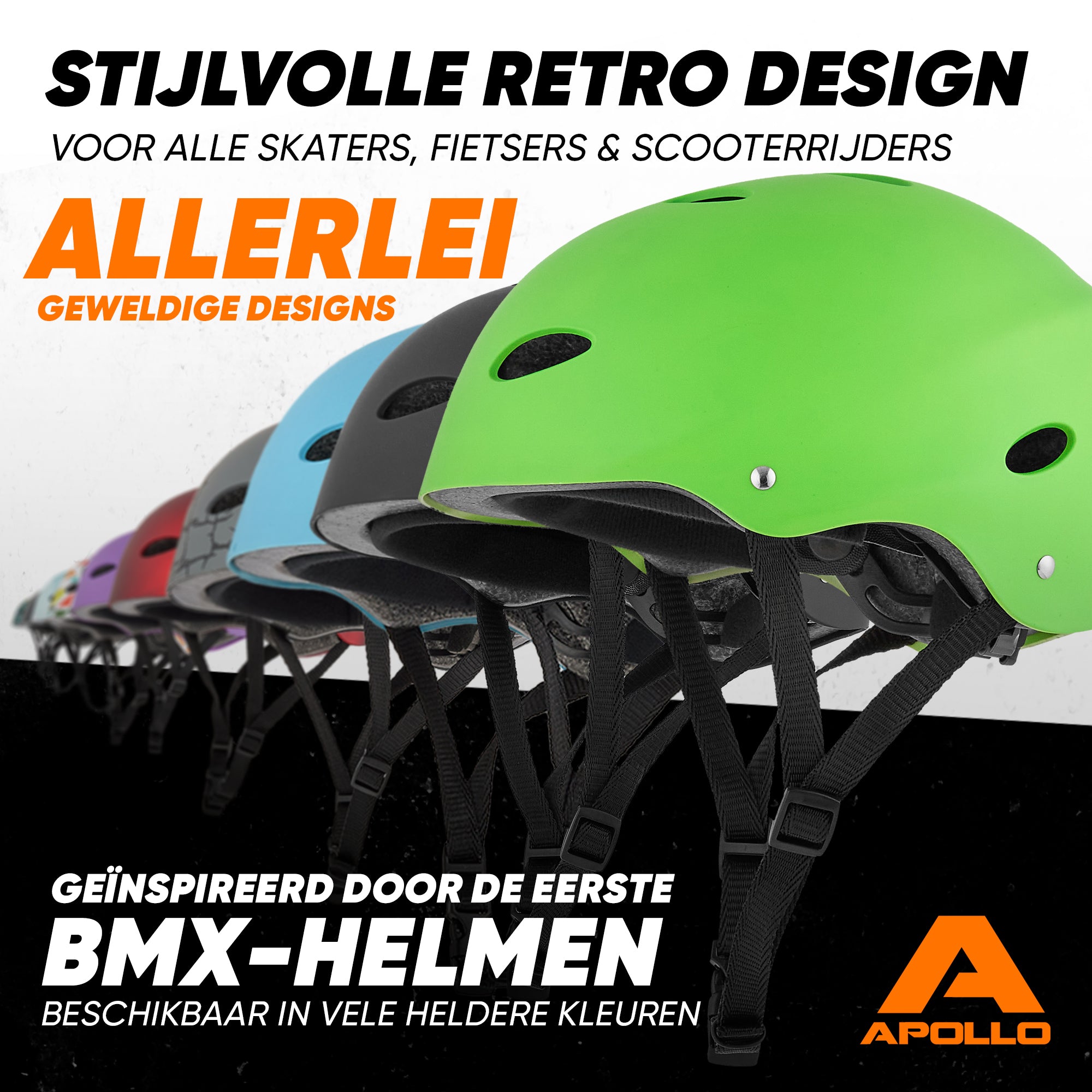 Apollo Skate Helm Fietshelm - Verstelbare Skateboard, Scooter, BMX Helm Lichtblauw
