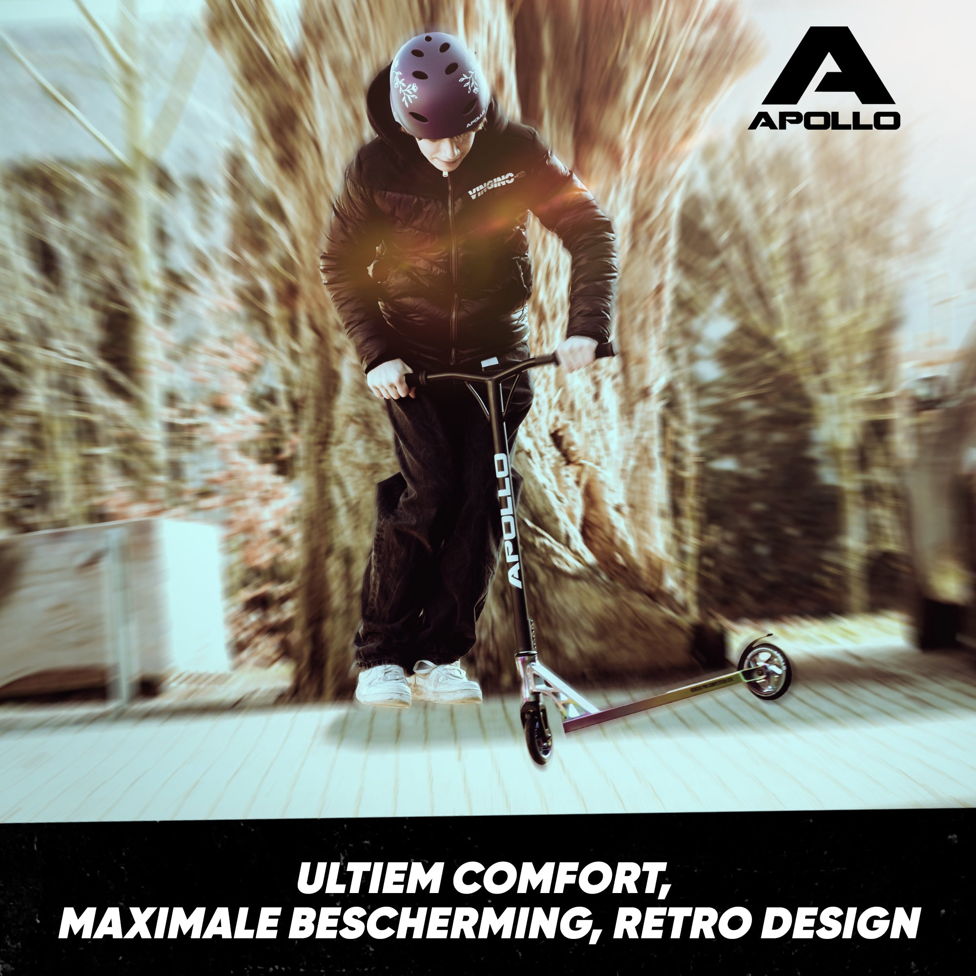 Apollo Skate Helm Fietshelm - Verstelbare Skateboard, Scooter, BMX Helm Purple Flower