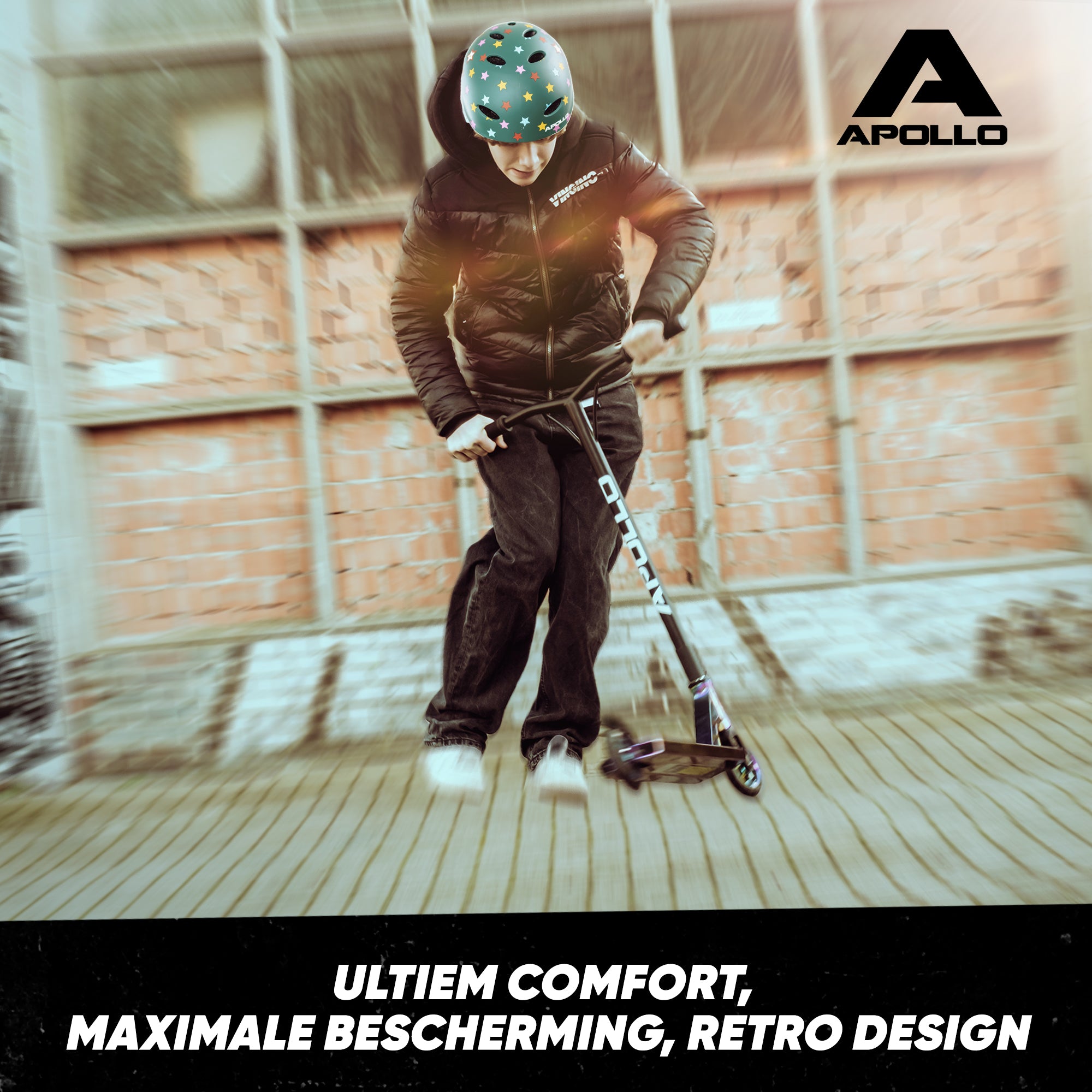 Apollo Skate Helm Fietshelm - Verstelbare Skateboard, Scooter, BMX Helm Stars