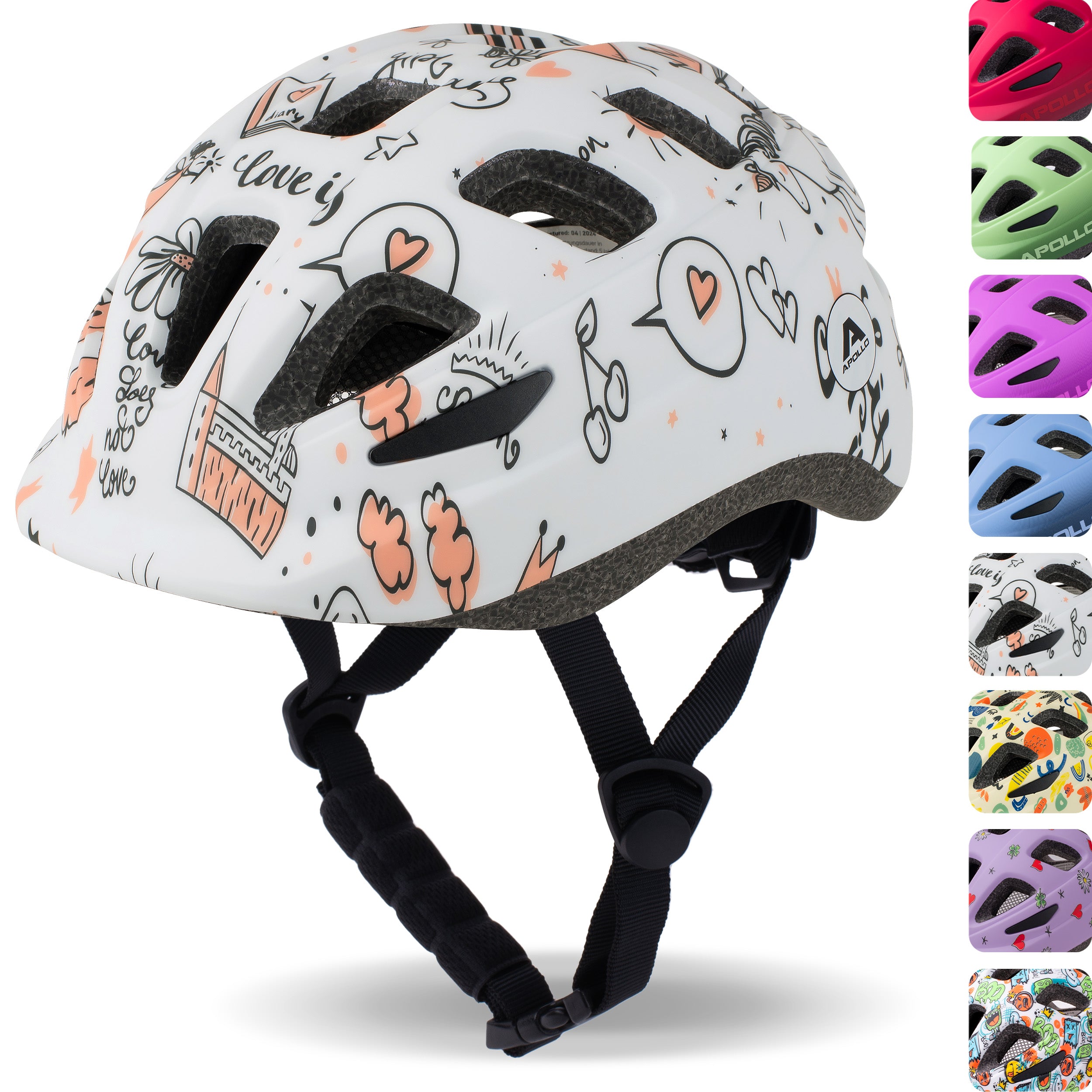 Apollo Kinder fietshelm, helm voor kinderen & tieners, multisport helm Fairytale