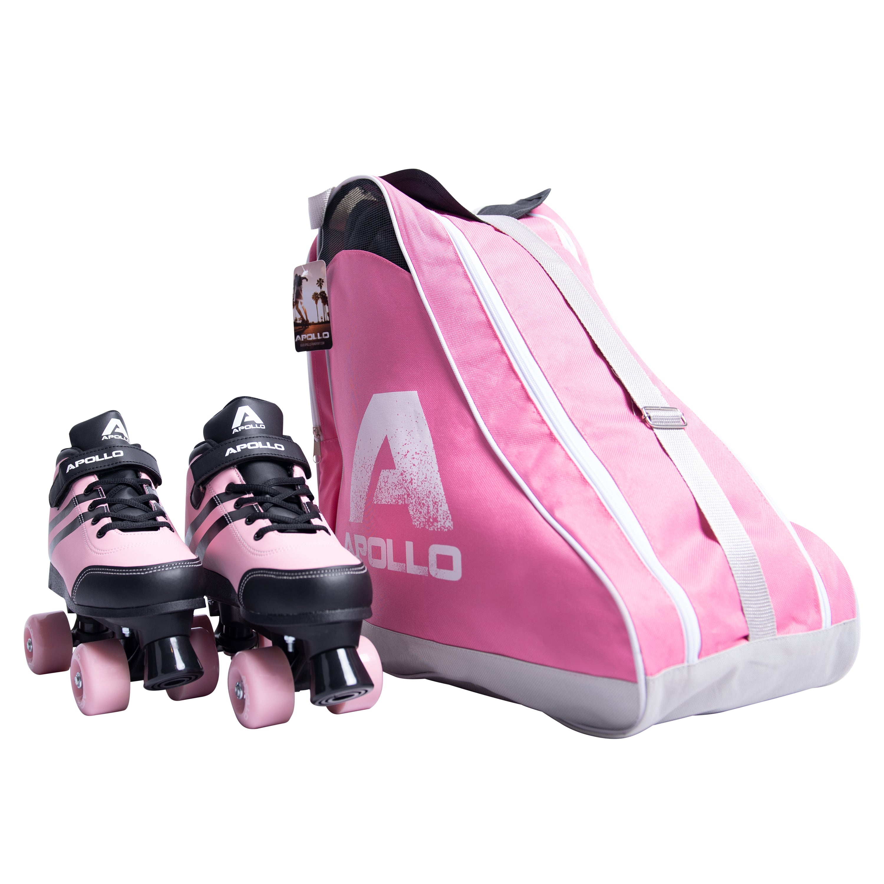 Apollo Funsport NL APOLLO Skatebag praktische tas voor schaatsen en rollersport Roze Grijs