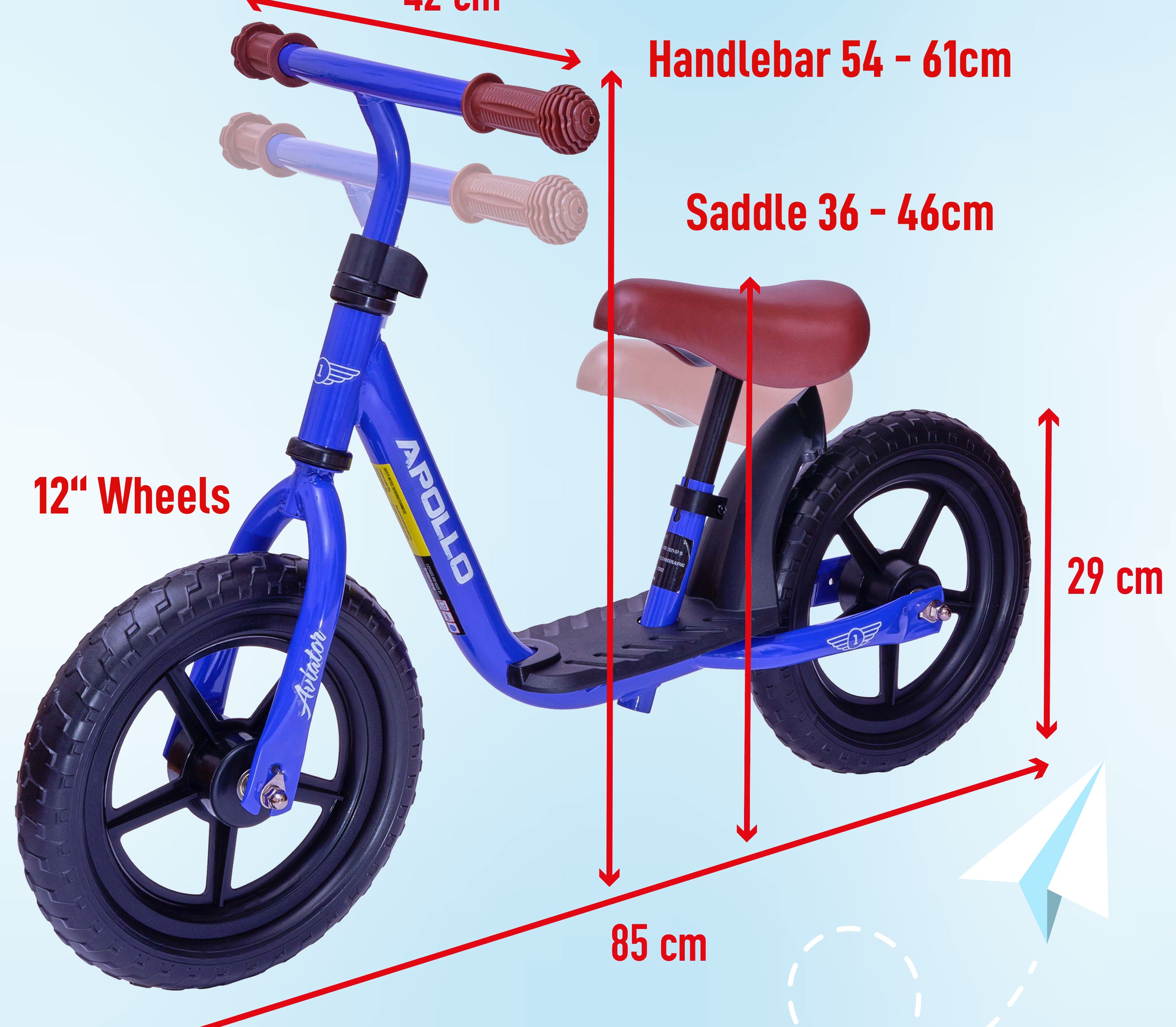 Apollo 'Aviator' Loopfiets, Veilige Kinderloopfiets 12 inch Donkerblauw