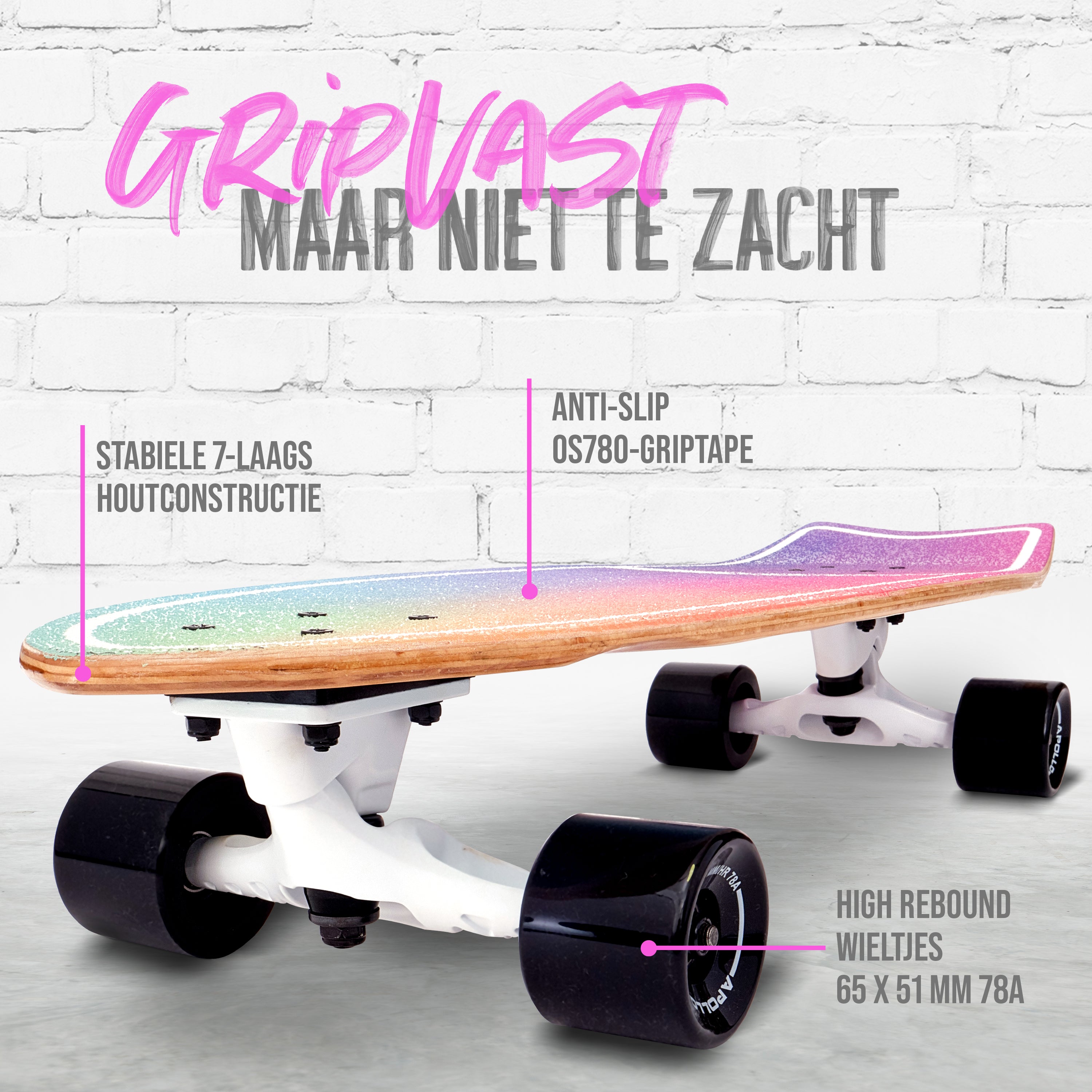 Apollo Surfskate Board - Rainbow Apollo Rainbow