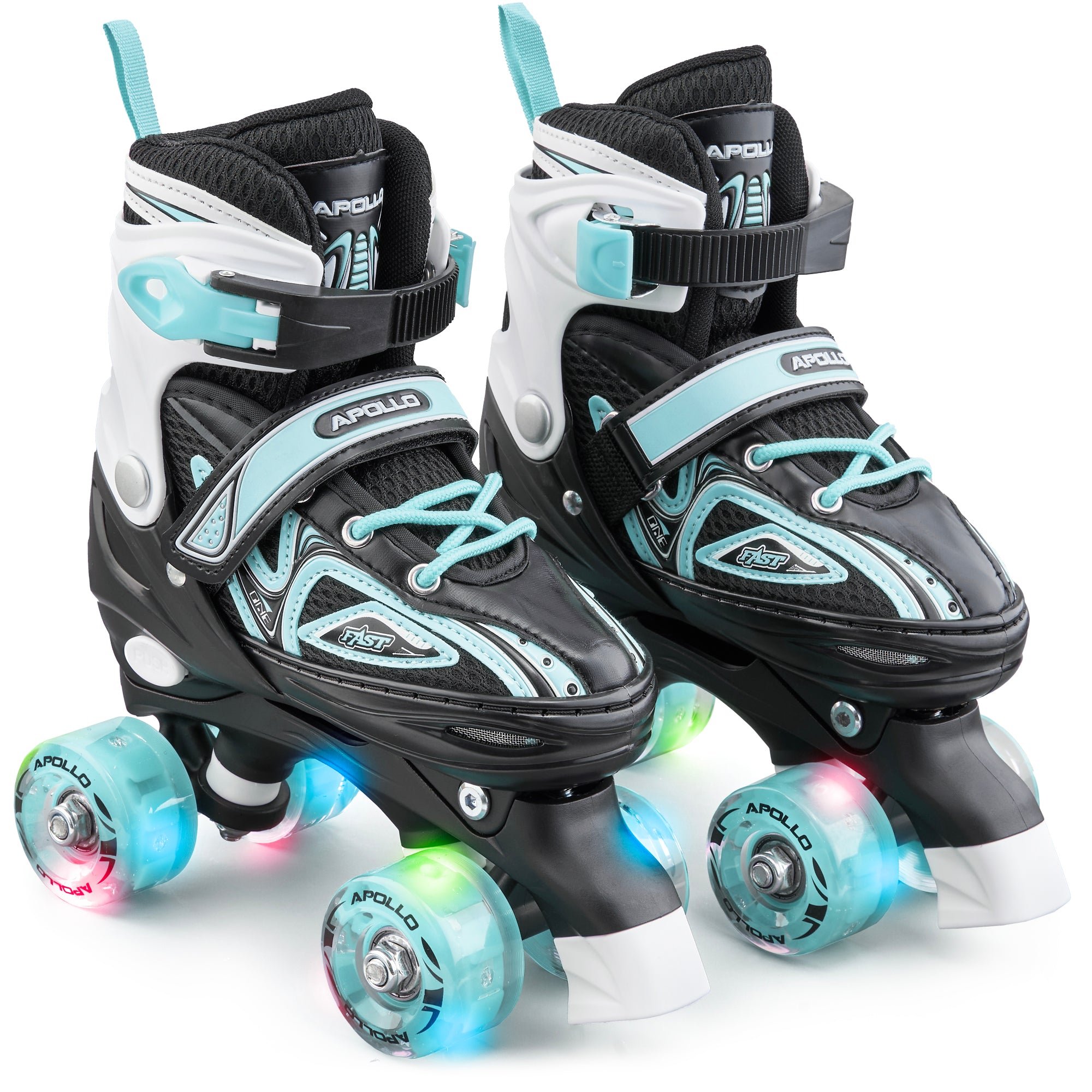 Apollo Verstelbare rolschaatsen 'Super Quads X Pro' maat 31-42, Turquoise L (39-42)