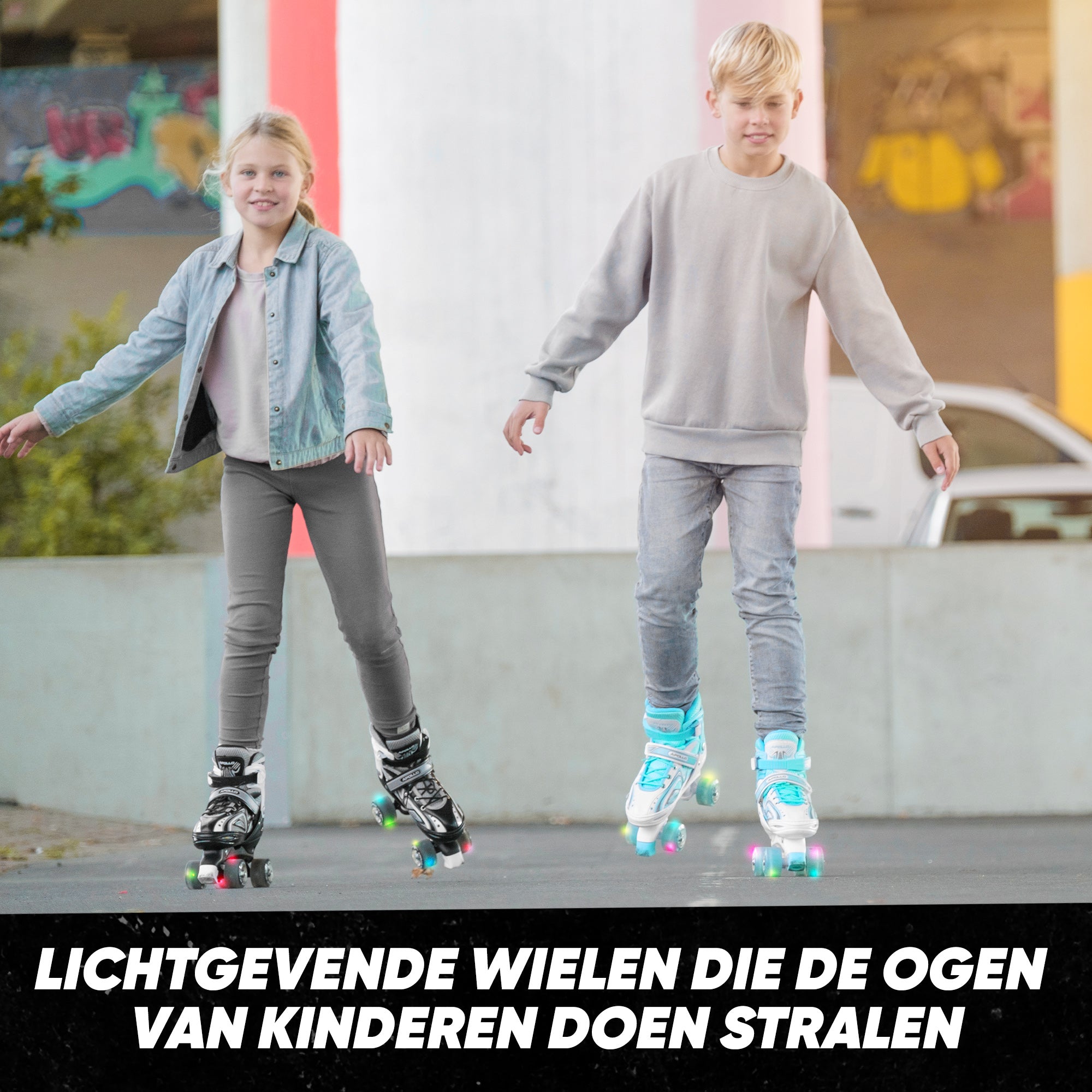 Apollo Verstelbare rolschaatsen 'Super Quads X Pro' maat 31-42, Zwart L (39-42)