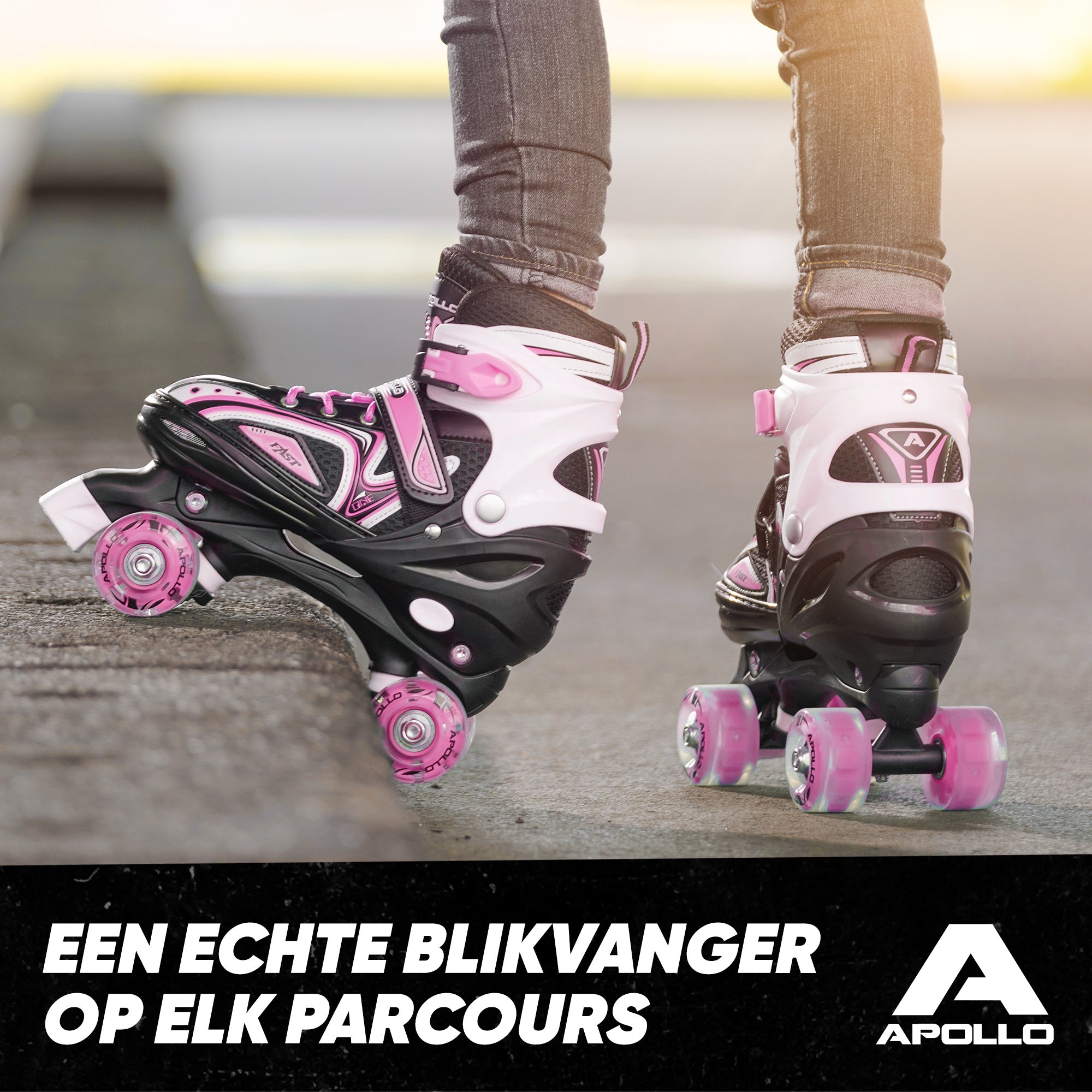 Apollo Verstelbare rolschaatsen 'Super Quads X Pro' maat 31-42, Roze L (39-42)