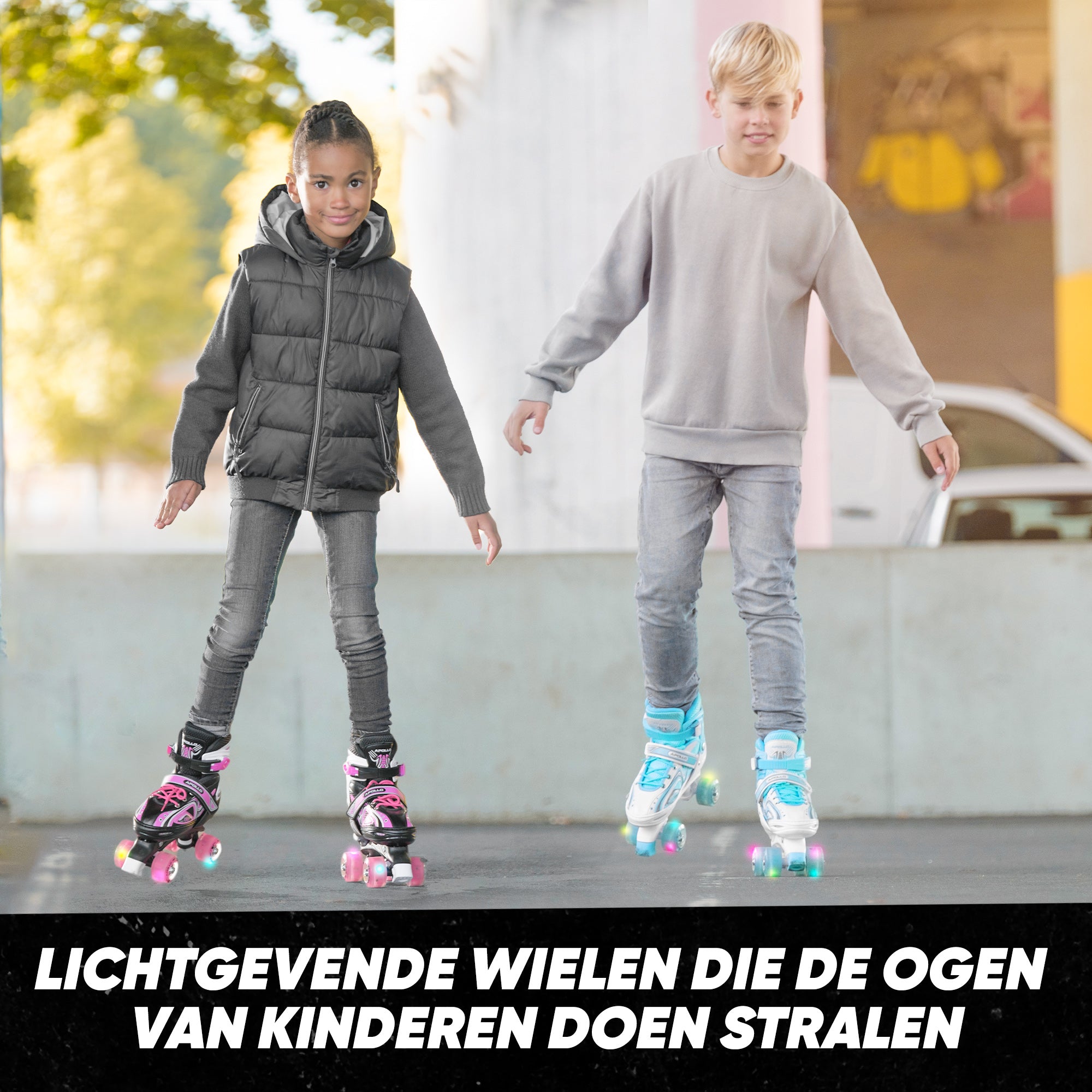 Apollo Verstelbare rolschaatsen 'Super Quads X Pro' maat 31-42, Roze L (39-42)