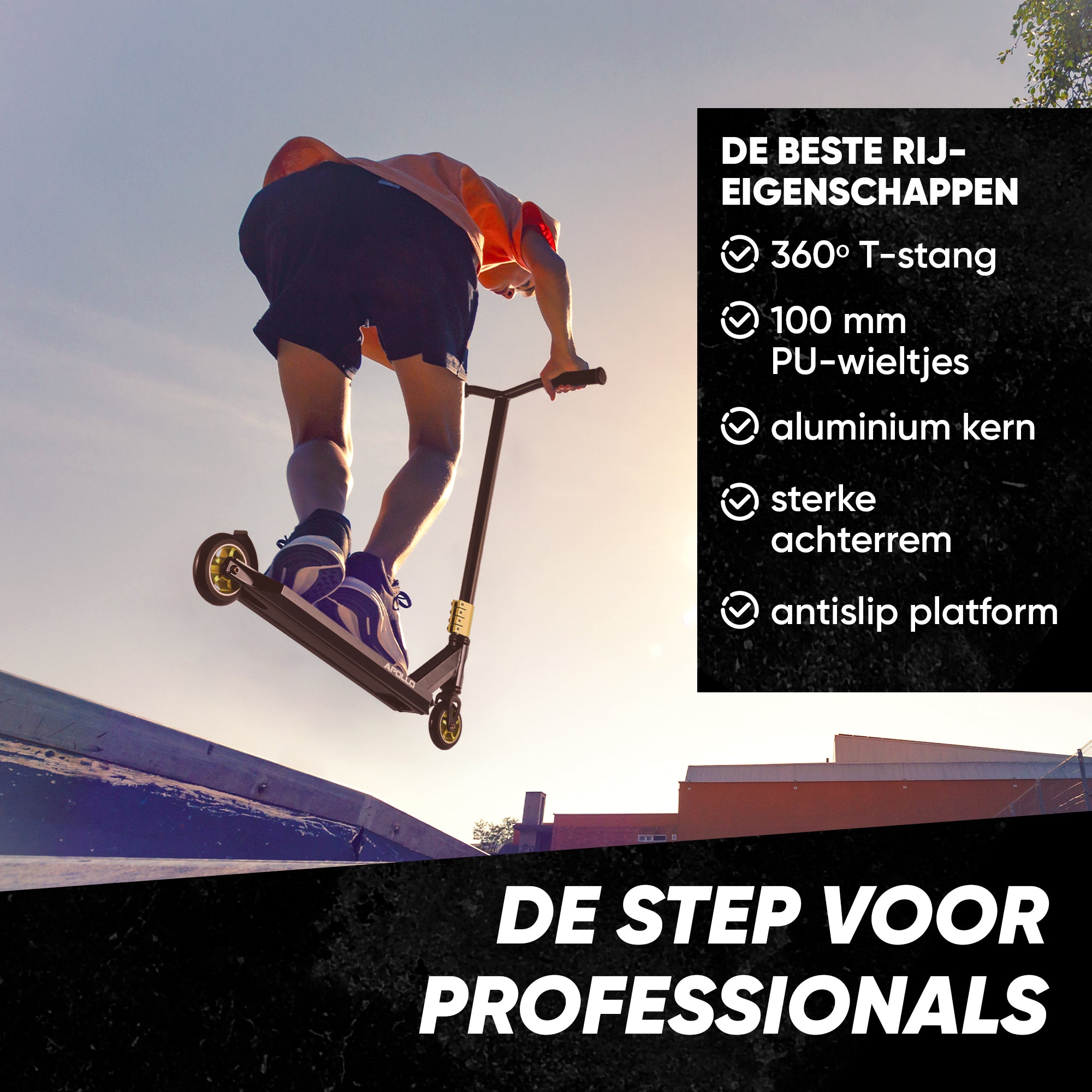 Apollo Stunt Scooter - Star Pro - HighQuality eloxierter Profi Stunt Scooter Schwarz Gold