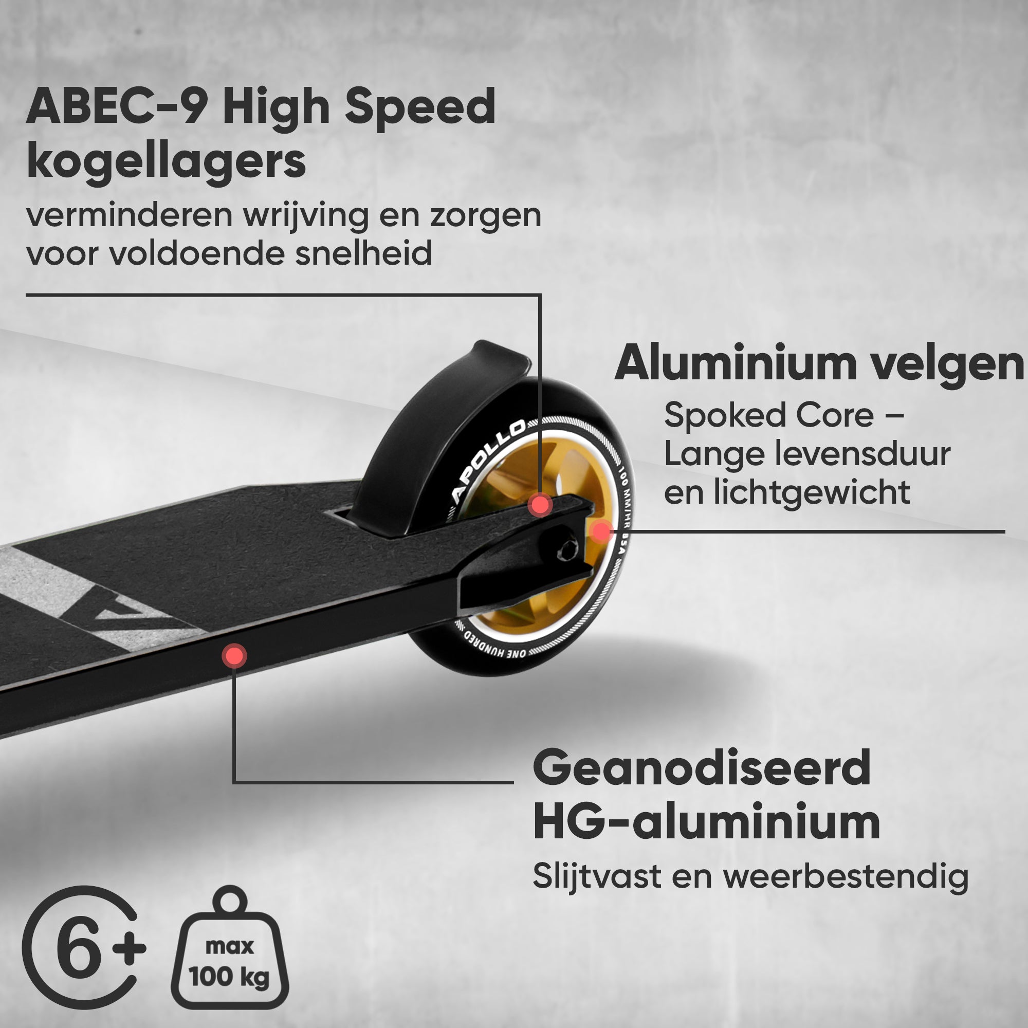Apollo Stunt Scooter - Star Pro - HighQuality eloxierter Profi Stunt Scooter Schwarz Gold
