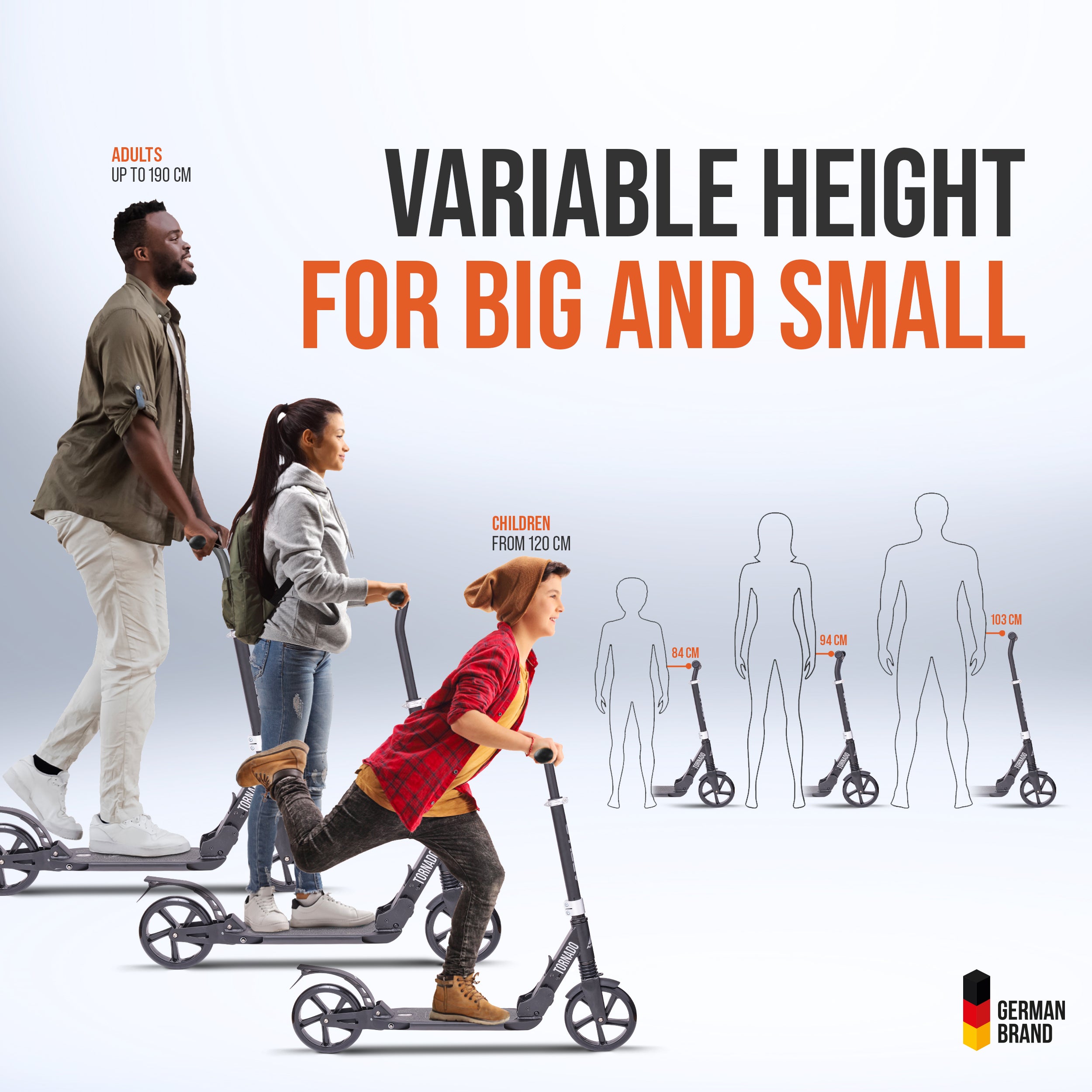 Apollo Autoped "Tornado 2.0" Cityroller voor Volwassenen en Kinderen Zwart Zilver