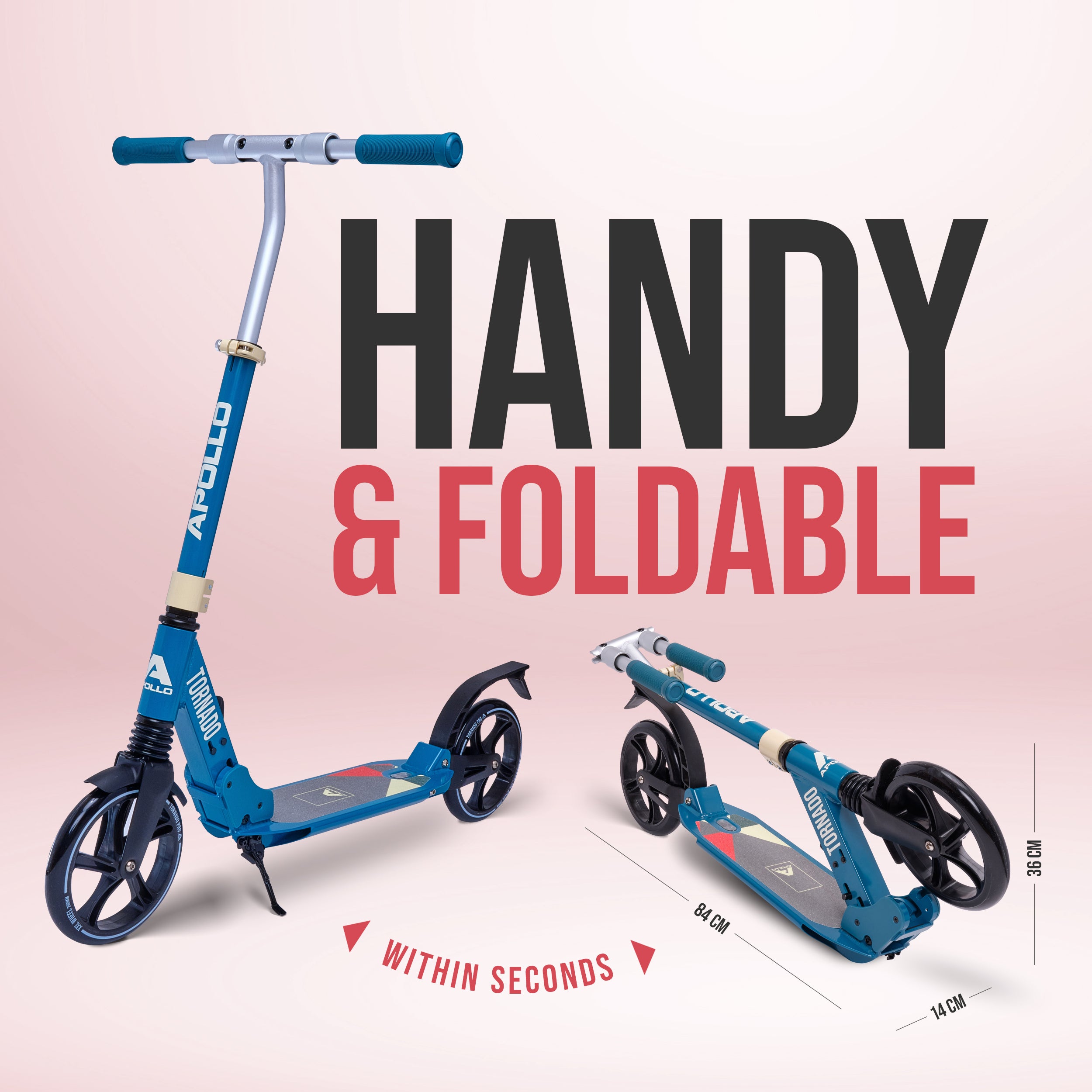 Apollo Autoped "Tornado 2.0" Cityroller voor Volwassenen en Kinderen Grijs Groen