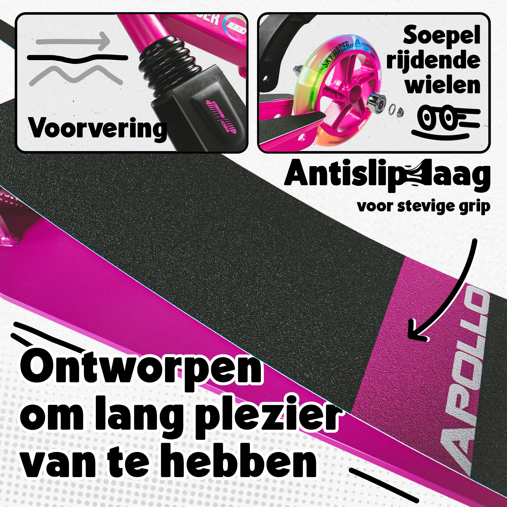 Apollo 145 mm City-Scooter met Vering "Skyracer" opvouwbaar en in hoogte verstelbaar Berry