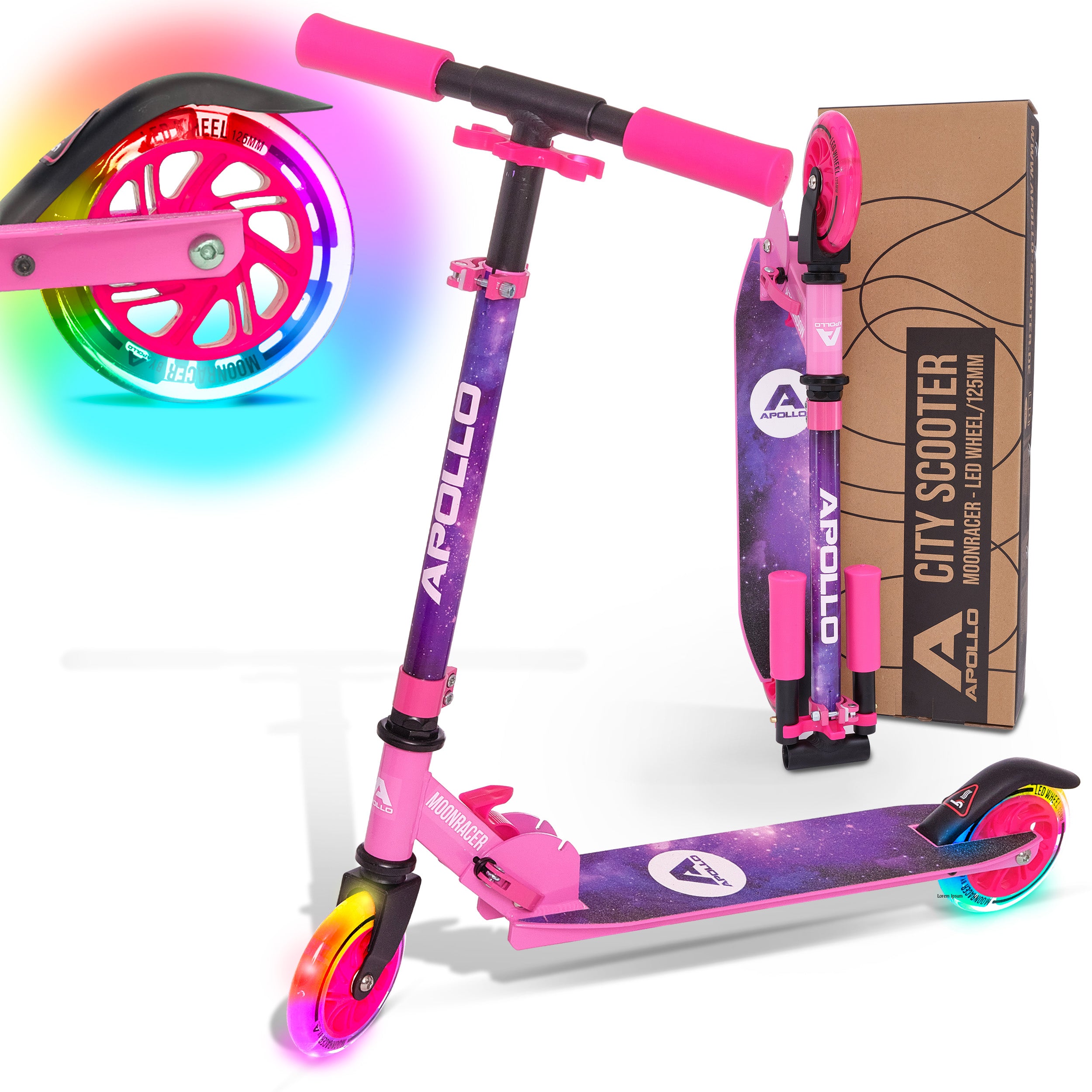 Apollo Kinderscooter 'Moonracer' LED-step met Vering Stars