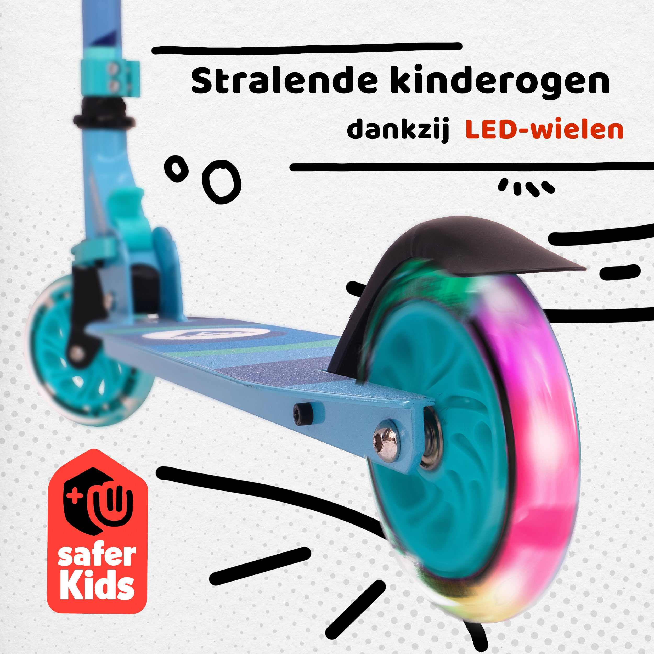 Apollo Kinderscooter 'Moonracer' LED-step met Vering Mint