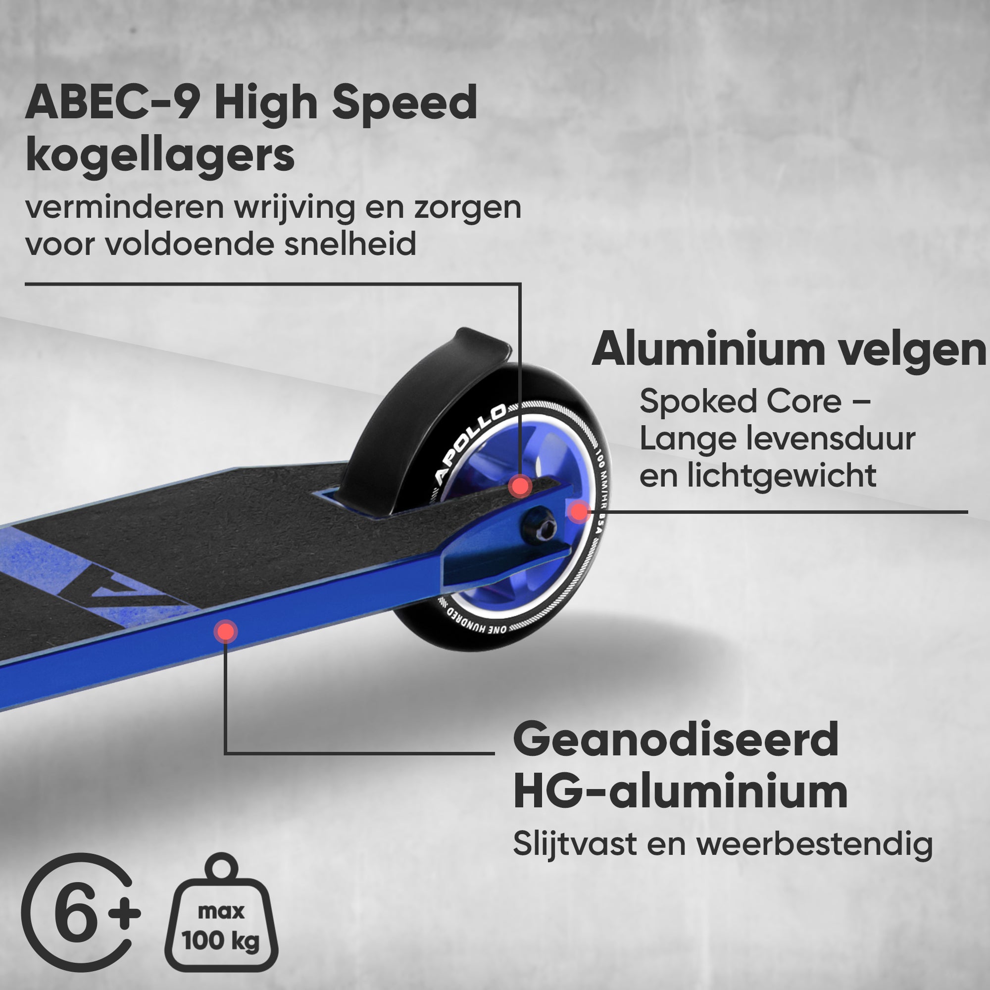Apollo Stunt Scooter - Star Pro - HighQuality eloxierter Profi Stunt Scooter Blau
