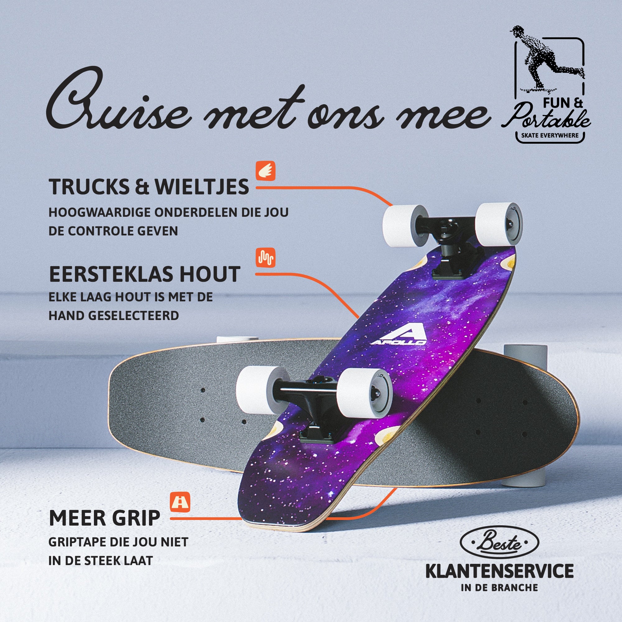 Apollo Mini-Longboard | Midi-Cruiser, compleet board 27" - Nebula Midi Nebula