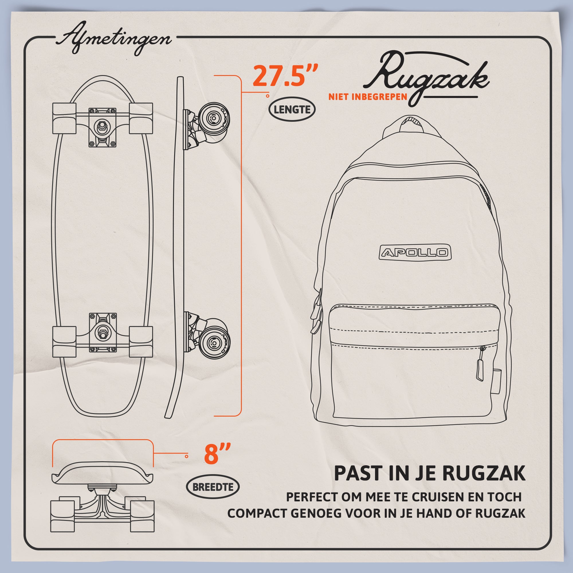 Apollo Mini-Longboard | Midi-Cruiser, compleet board 27" - Nebula Midi Nebula