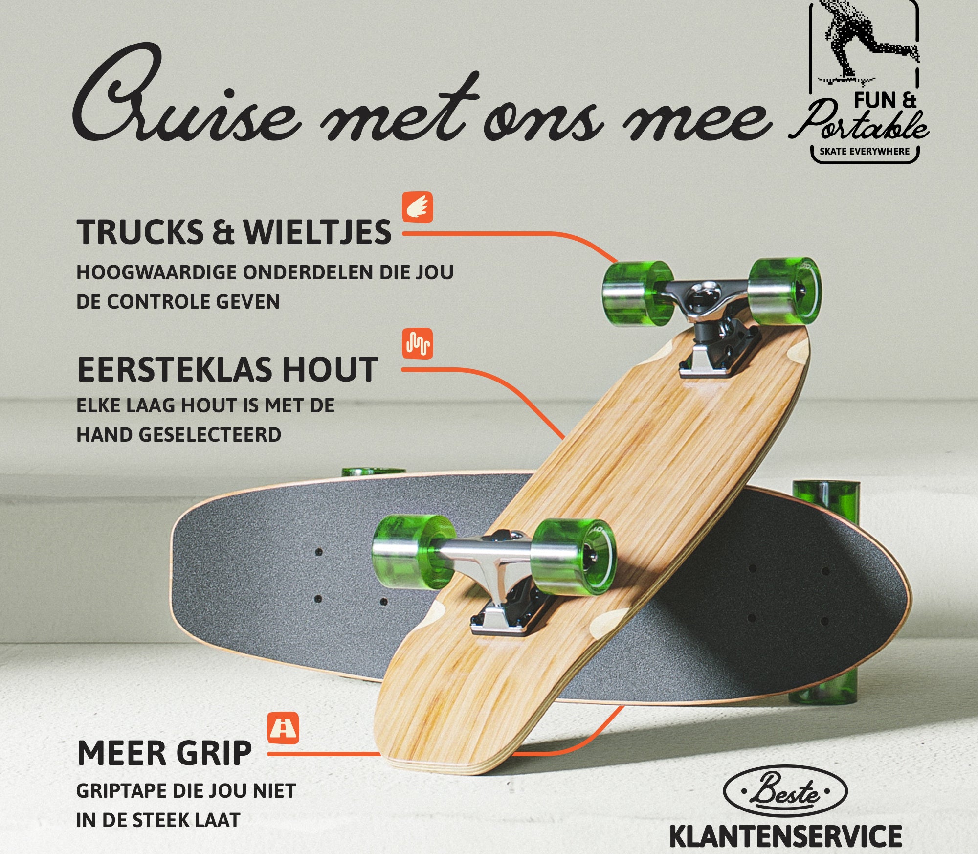 Apollo Mini-Longboard | Midi-Cruiser, compleet board 27"- Classic Green Midi Classic Green