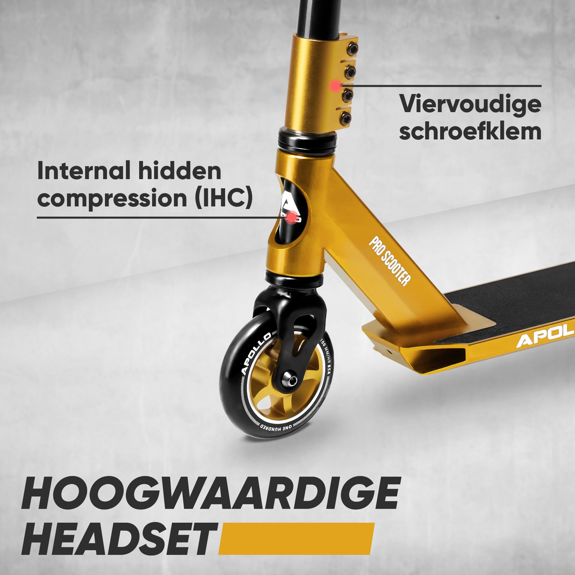 Apollo Stunt Scooter - Star Pro - HighQuality eloxierter Profi Stunt Scooter Gold