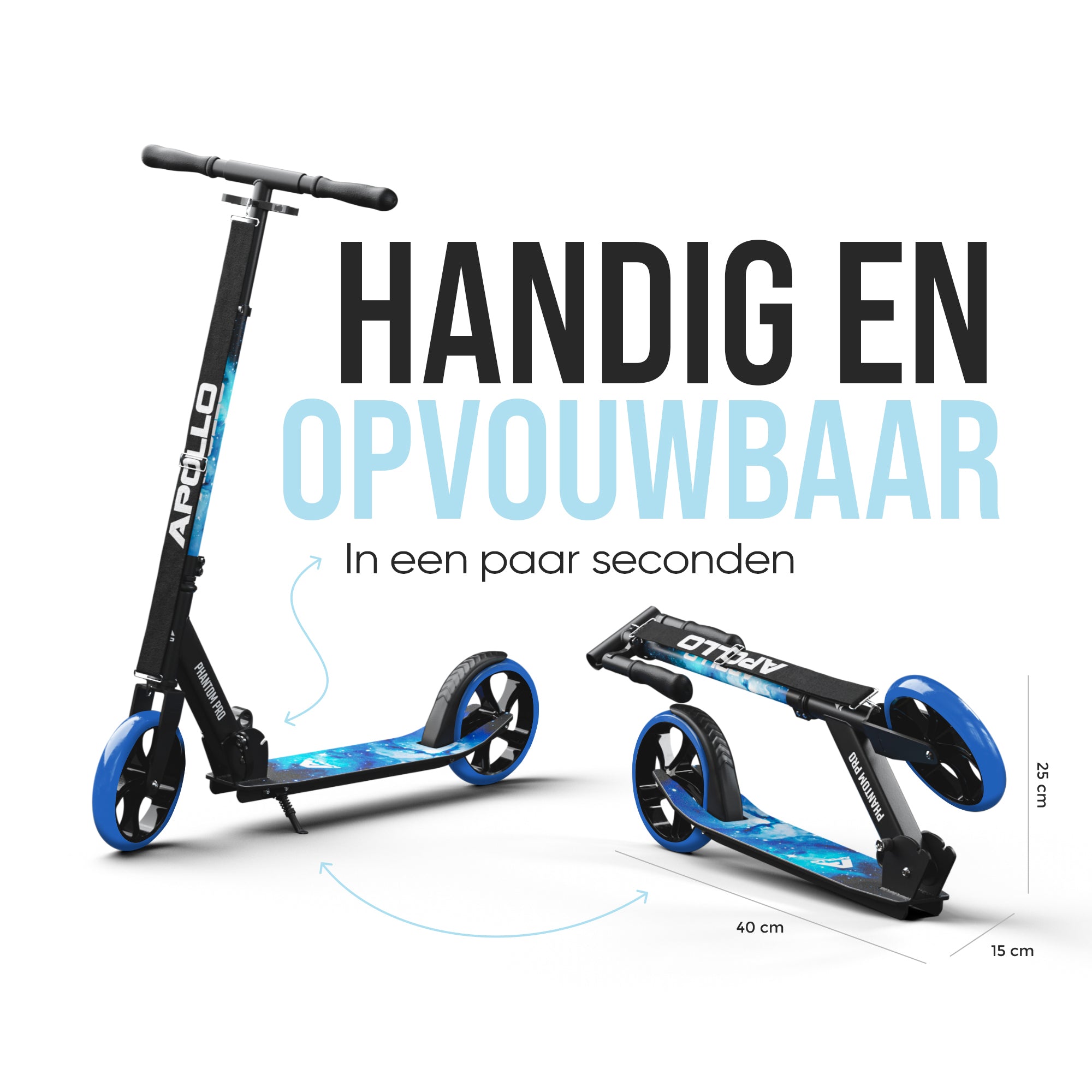 Apollo 'Phantom Pro' Opvouwbare en in hoogte verstelbare stadsscooter Stars